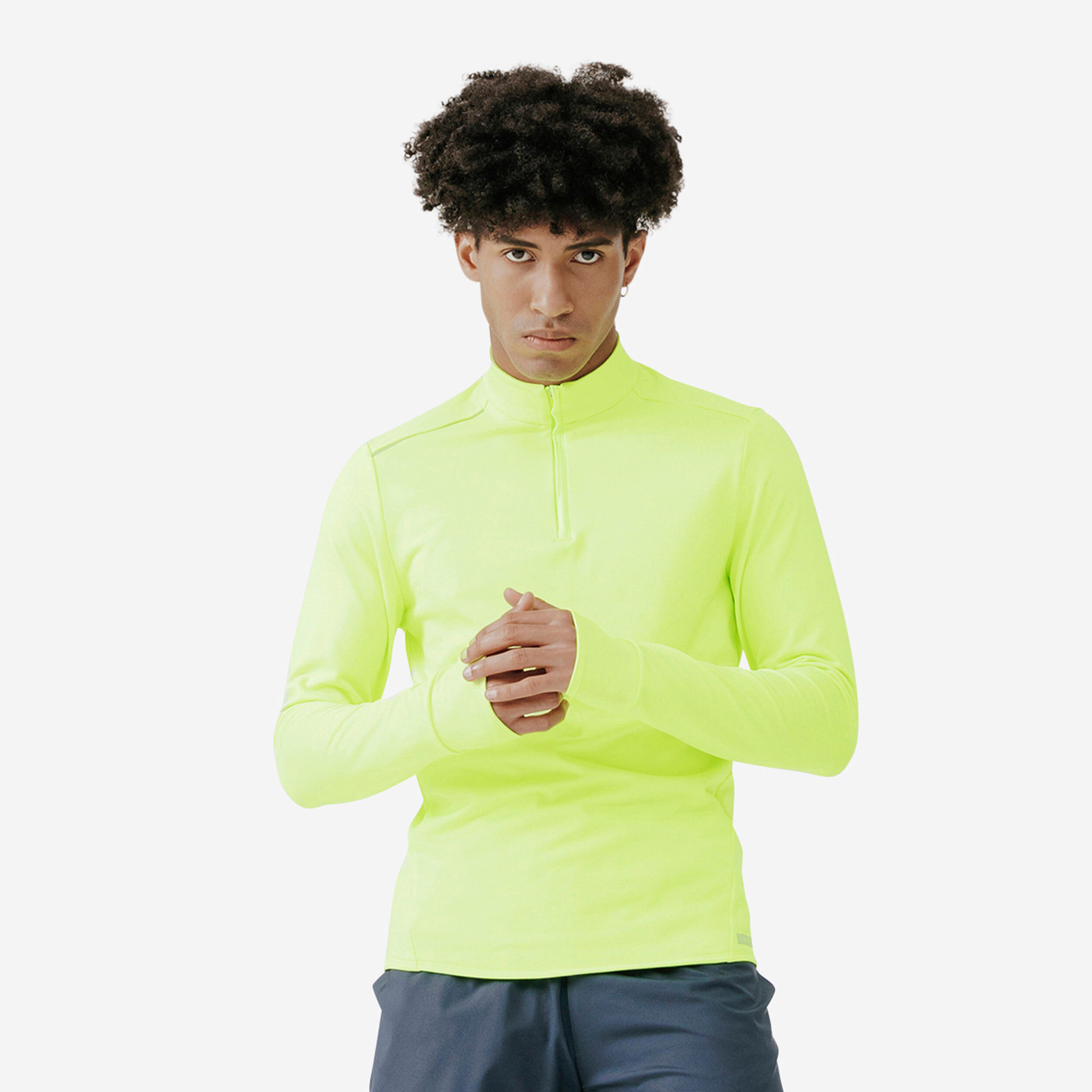 Bluza do biegania męska Kalenji Run 100 Warm Visibilite