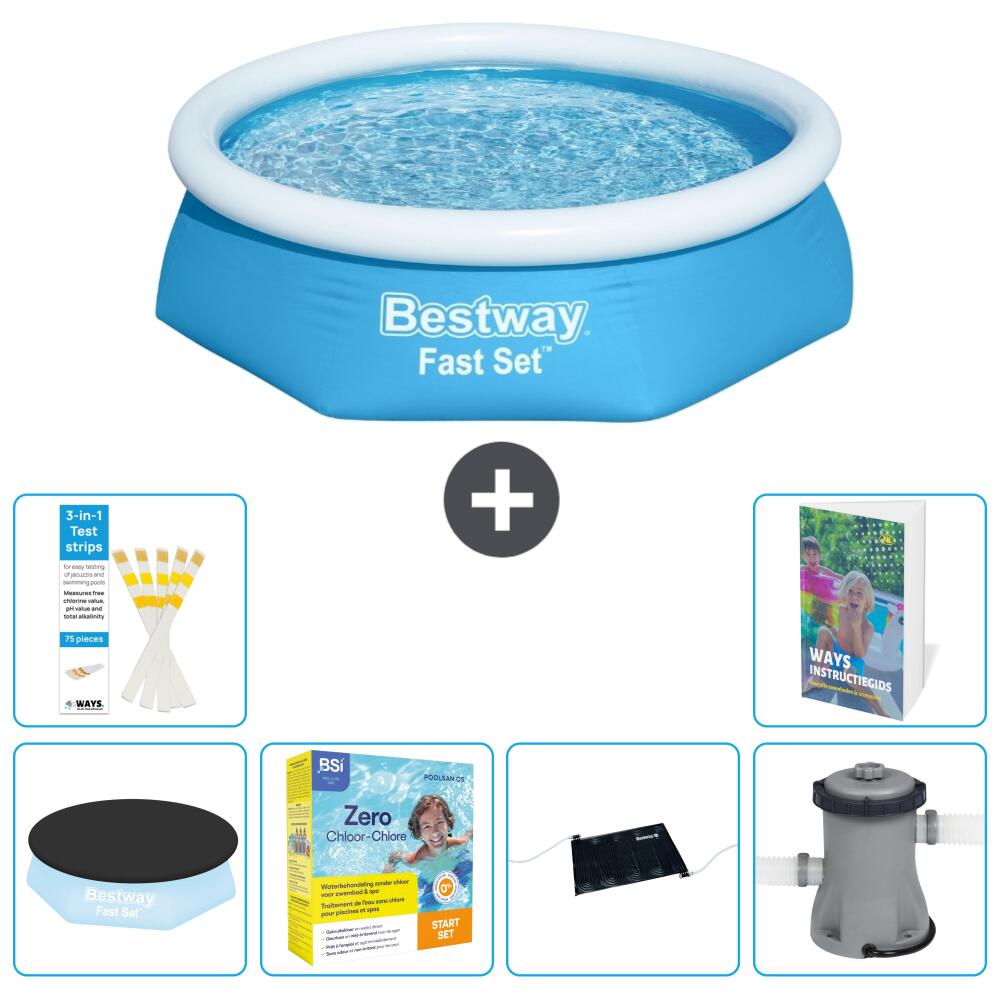 BESTWAY Basen Fast Set Okrągły - 244x61 cm - 7-częściowy S60