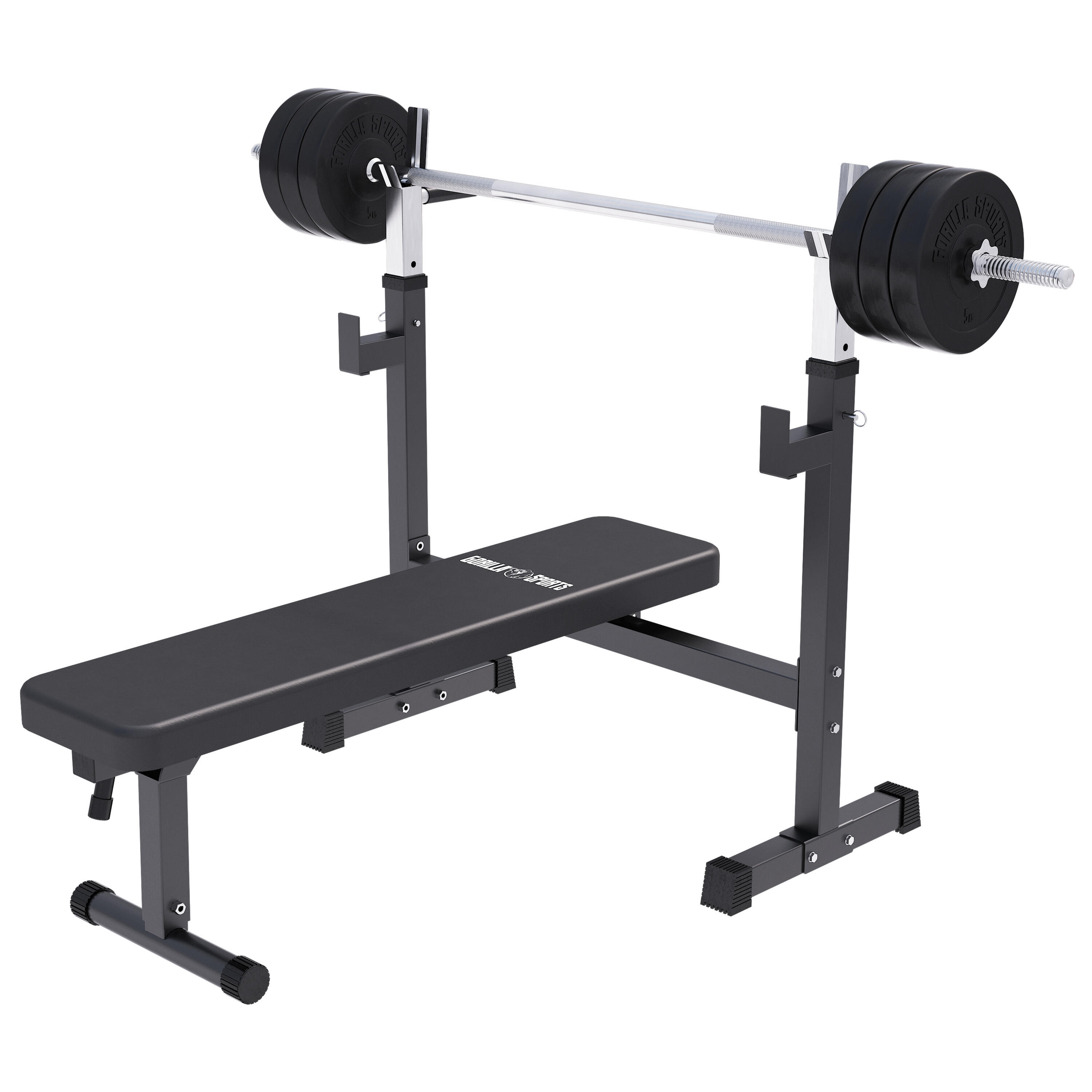 Ławka szeroka pod sztangę 3w1 zestaw bitumiczny 40 kg, sztanga