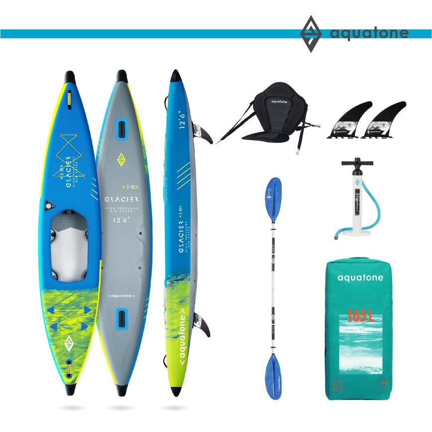 Kajak pompowany jednoosobowy Aquatone Glacier 12'6 TK-600