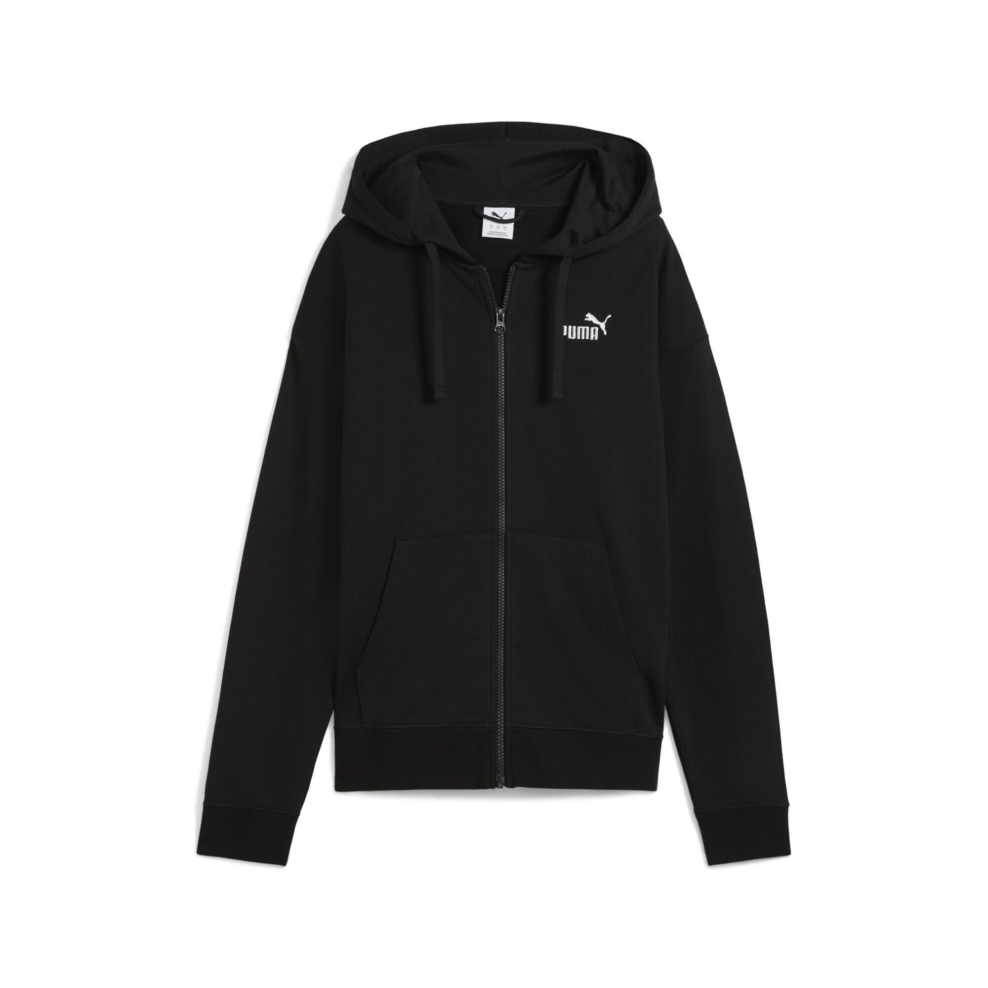 Damska rozpinana bluza z kapturem i małym logo ESS Comfort PUMA Black