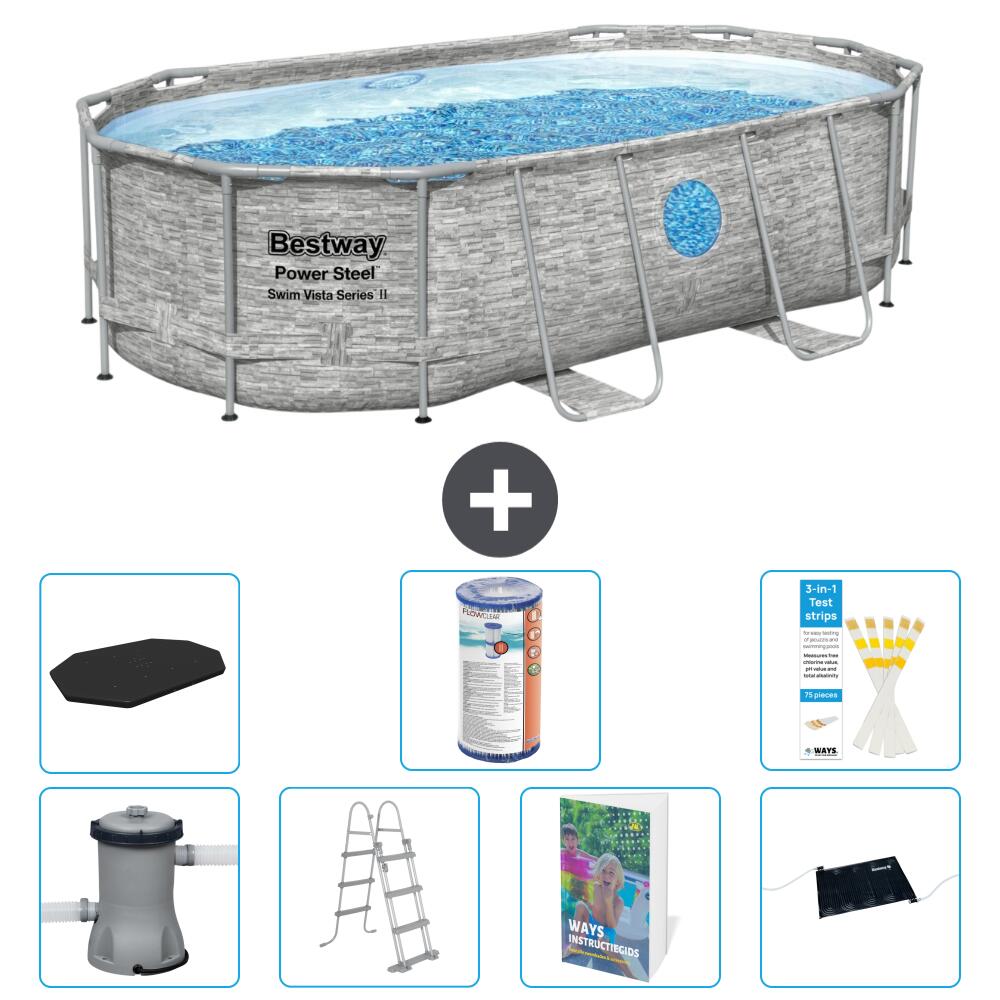 BESTWAY Basen Power Steel Owalny - 427x250x100 cm - 8-częściowy S619