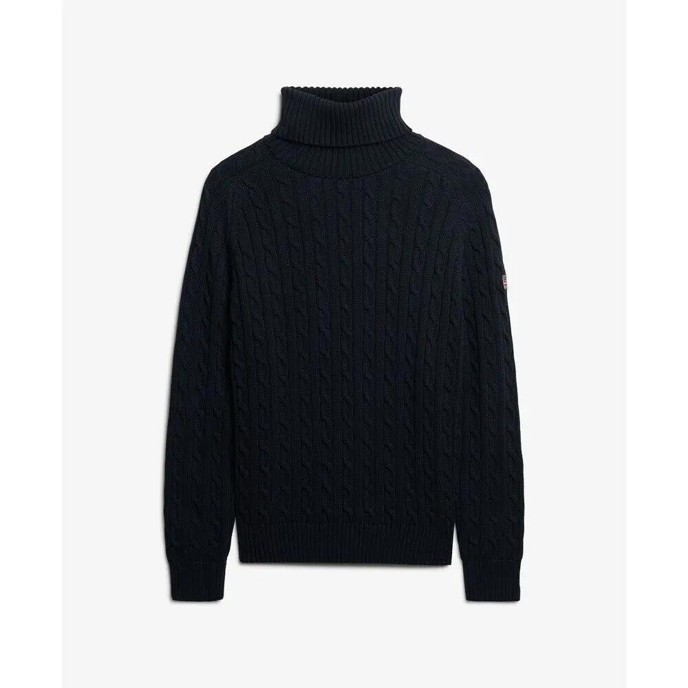Sweter na plecionce z golfem damski Superdry