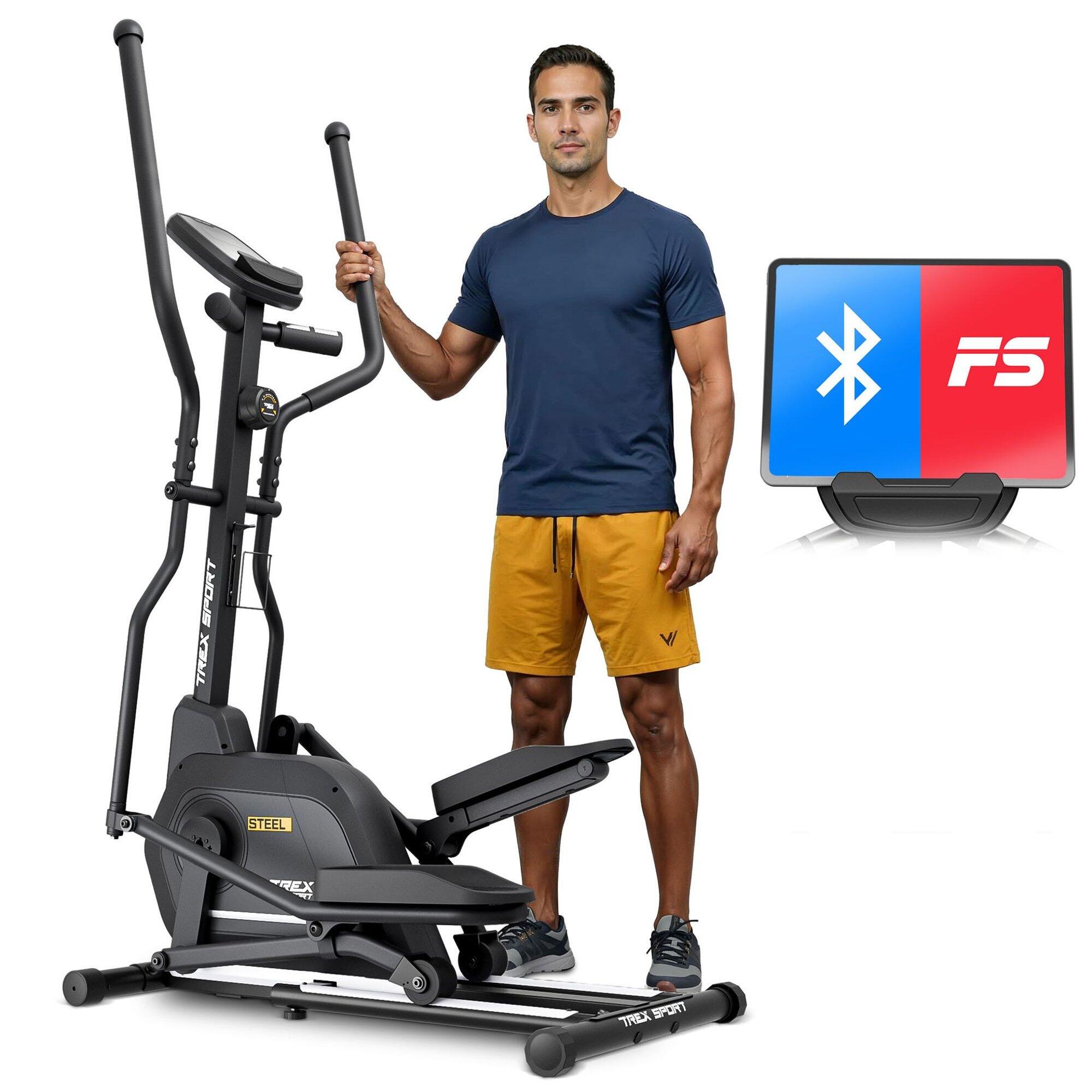Trenażer eliptyczny magnetyczny Trex Sport STEEL z kołem 14 kg, do 125 kg