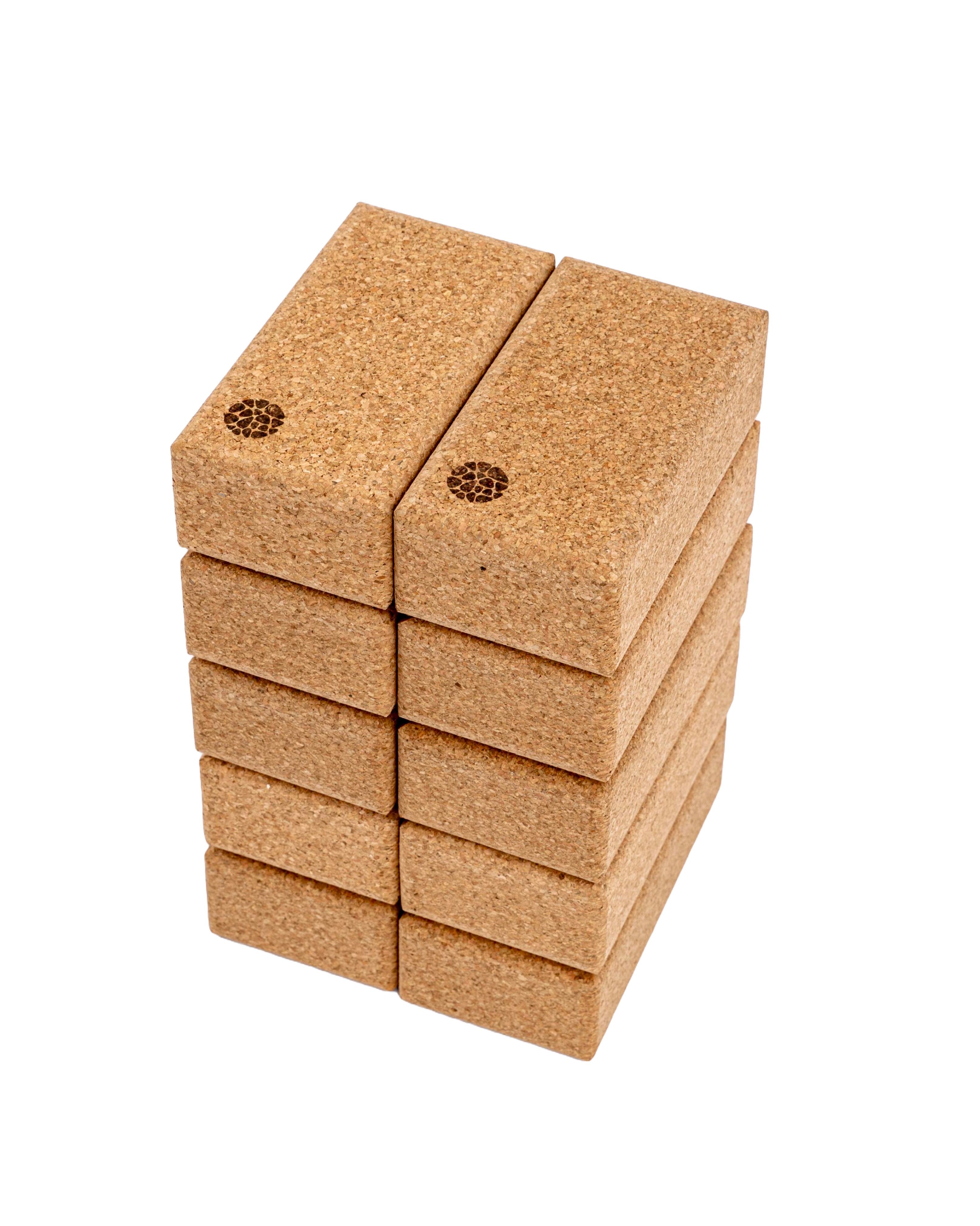 Korkowe klocki do jogi - zestaw 10 sztuk - 22,7 x 12 x 7,5 cm