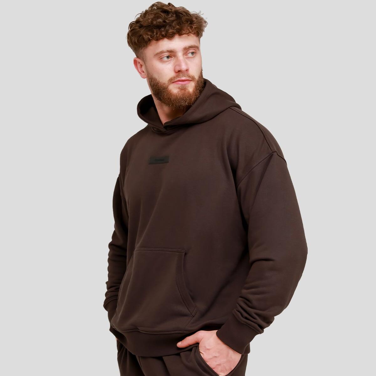 Bluza męska fitness z kapturem oversize brązowa Unstoppable