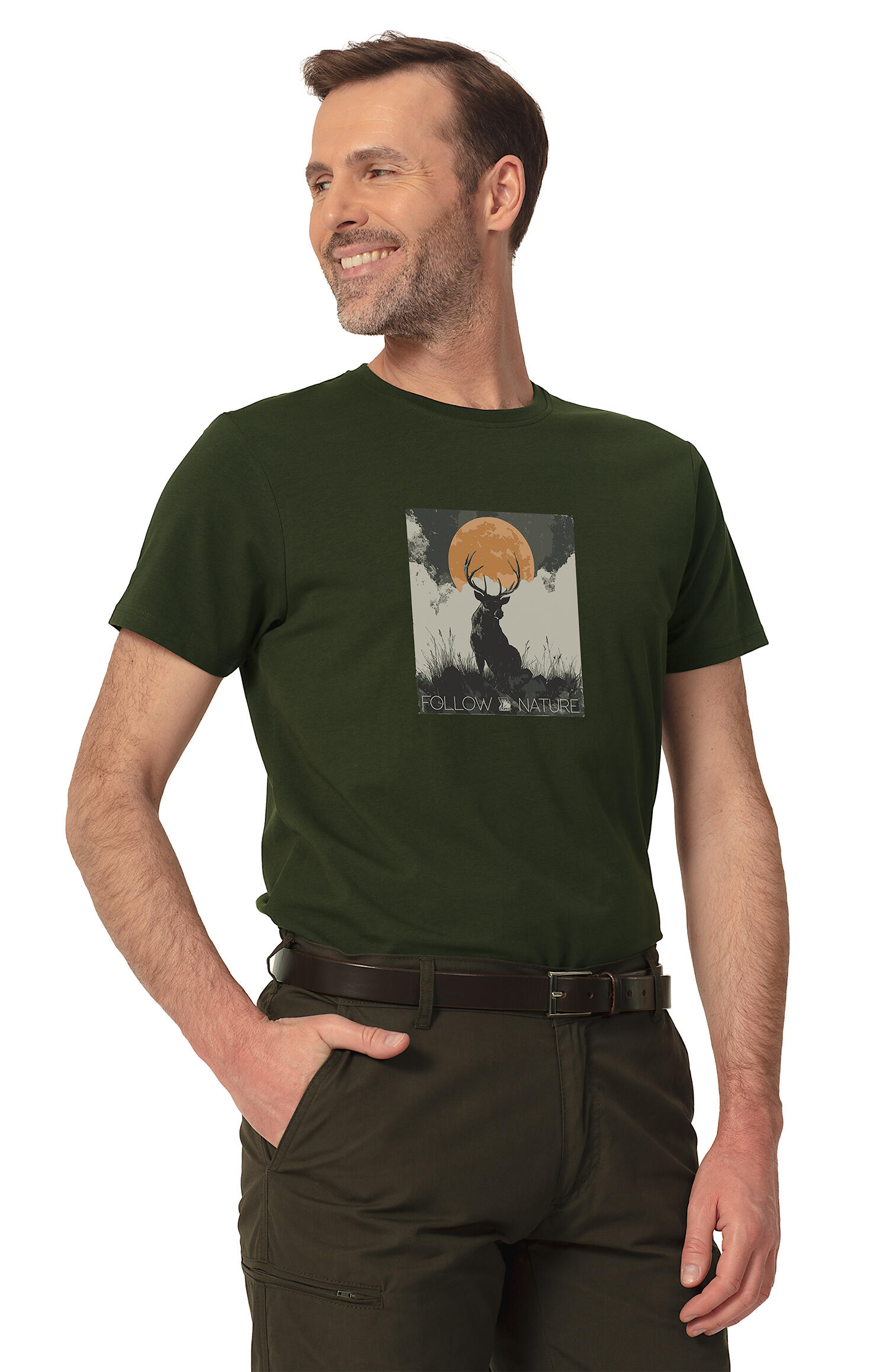 T-shirt myśliwski męski Tagart FNT Deerant Green z nadrukiem