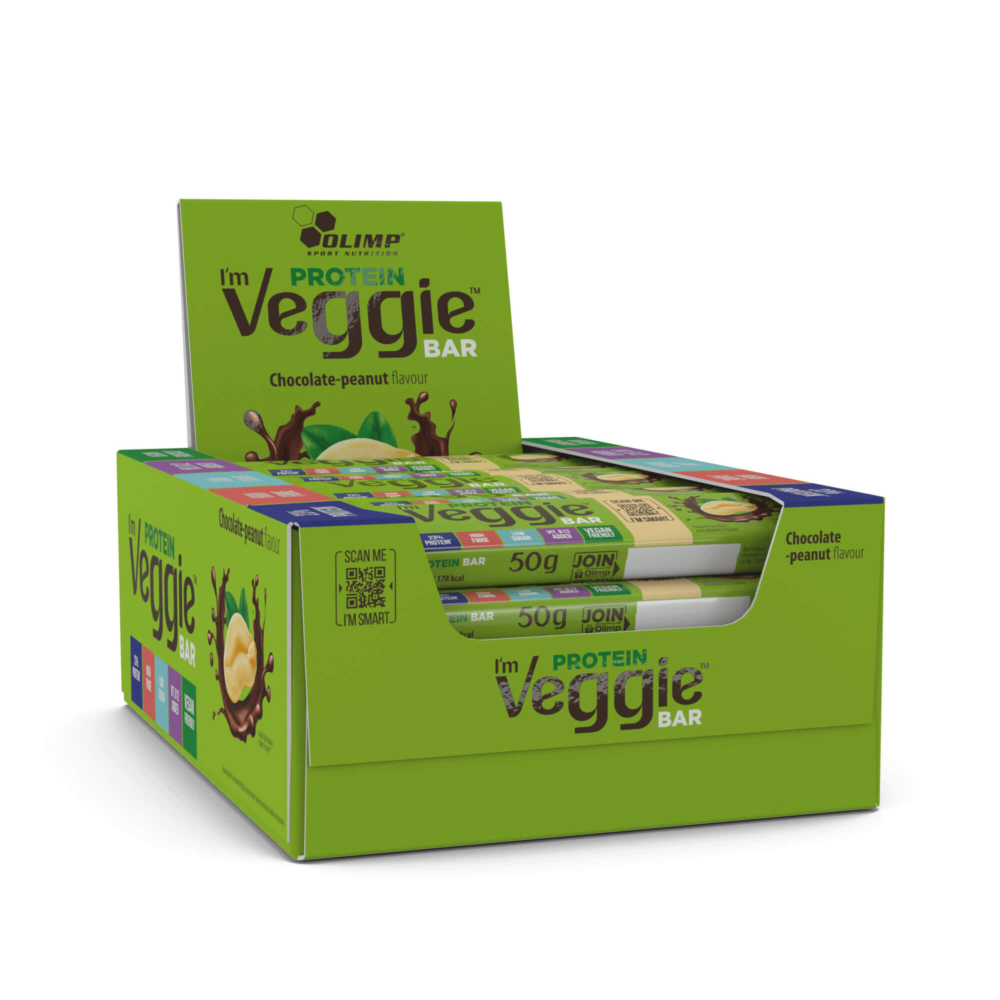 25 x Baton białkowy dla wegan i wegetarian Olimp I'M VEGGIE 50g Czekolada Orzech