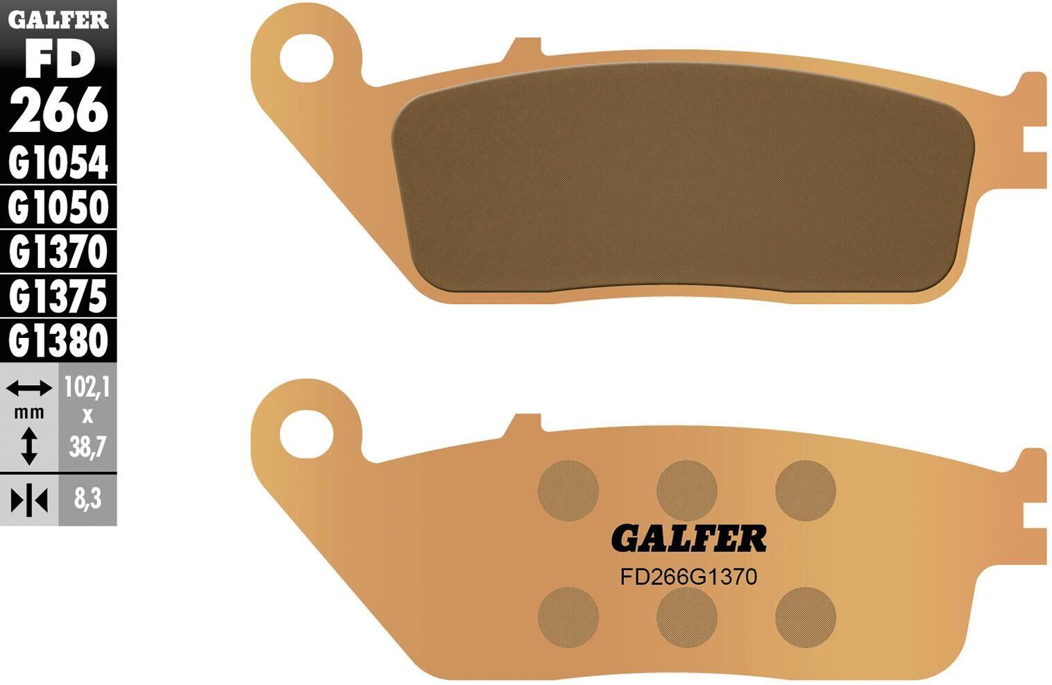 Klocki hamulcowe GALFER FD266 (G1370) metal spiekany 102,1×38,7×8,3 mm