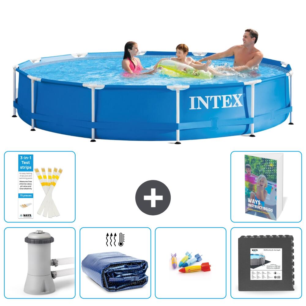 INTEX Basen ze stelażem Okrągły - 366x76 cm - 7-częściowy S177