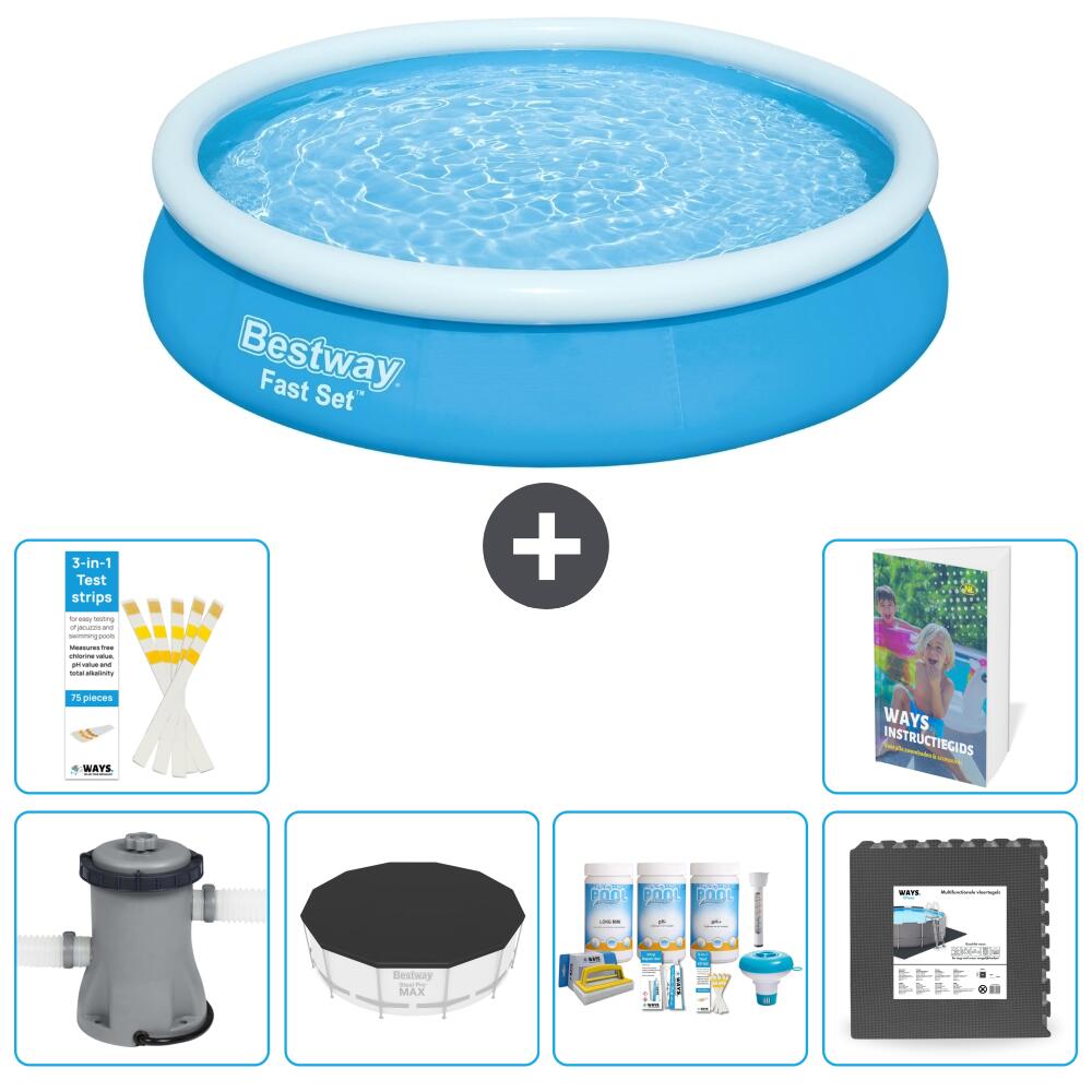 BESTWAY Basen Fast Set Okrągły - 366x76 cm - 7-częściowy S238