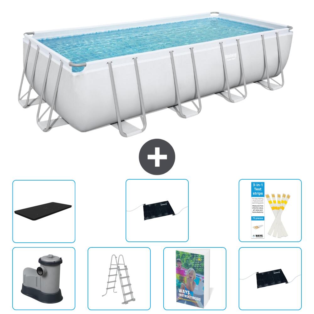 BESTWAY Basen Power Steel Prostokątny - 549x274x122 cm - 8-częściowy S562