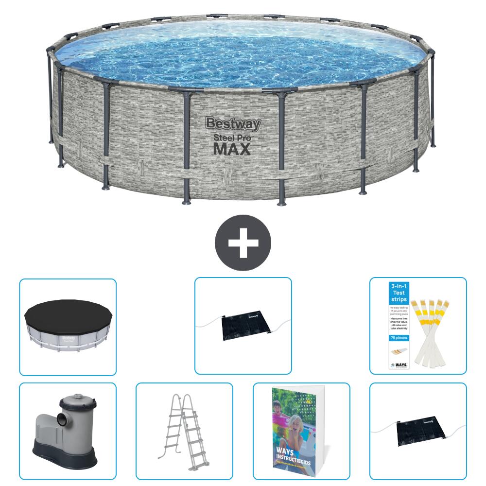 BESTWAY Basen Steel Pro MAX Okrągły - 488x122 cm - 8-częściowy S562
