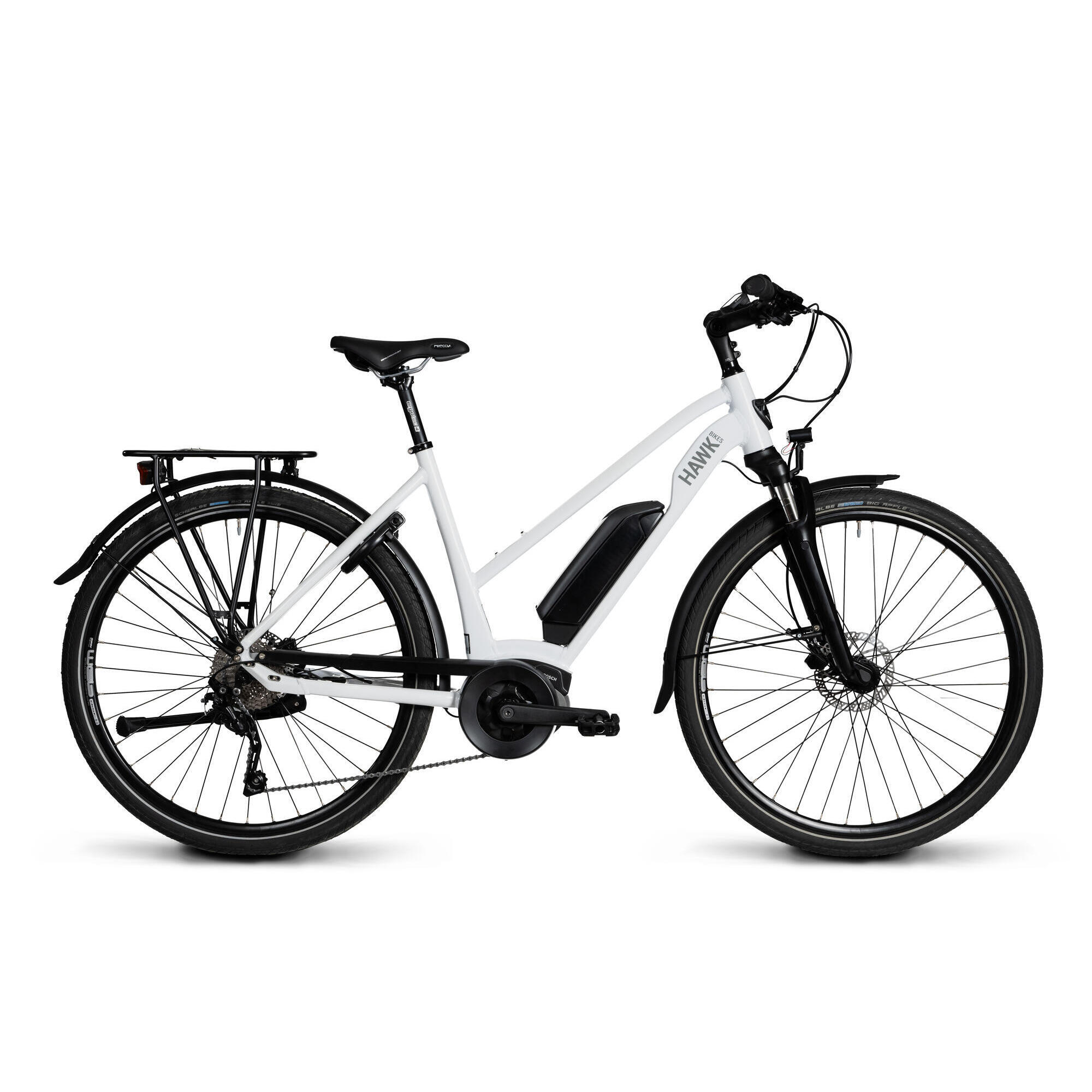 Rower Elektryczny 28 marka HAWK E-Trekking 500 Lady 53 cm Piano White