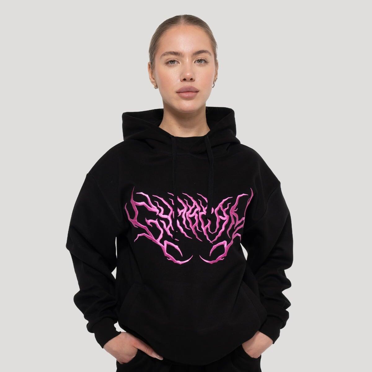 Bluza damska fitness z kapturem oversize czarna Thorn