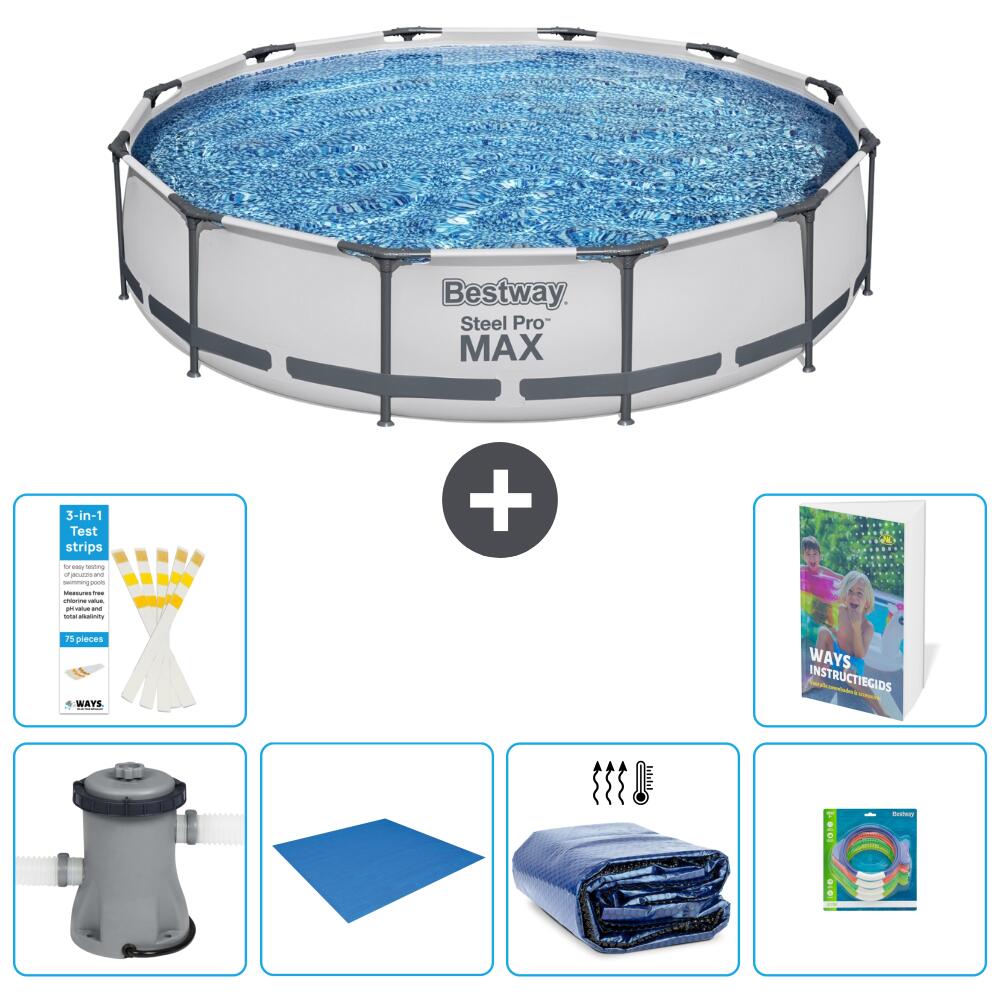 BESTWAY Basen Steel Pro MAX Okrągły - 366x76 cm - 7-częściowy S220