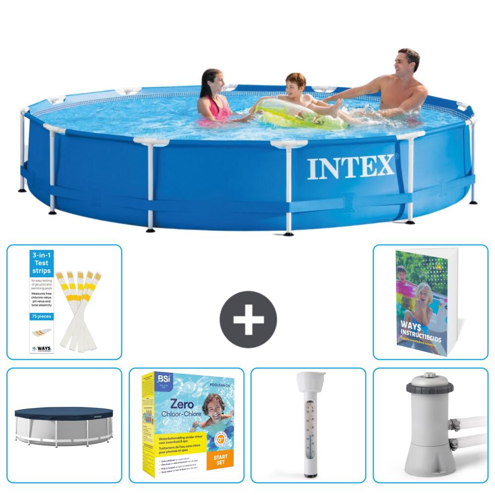 INTEX Basen ze stelażem Okrągły - 366x76 cm - 7-częściowy S18