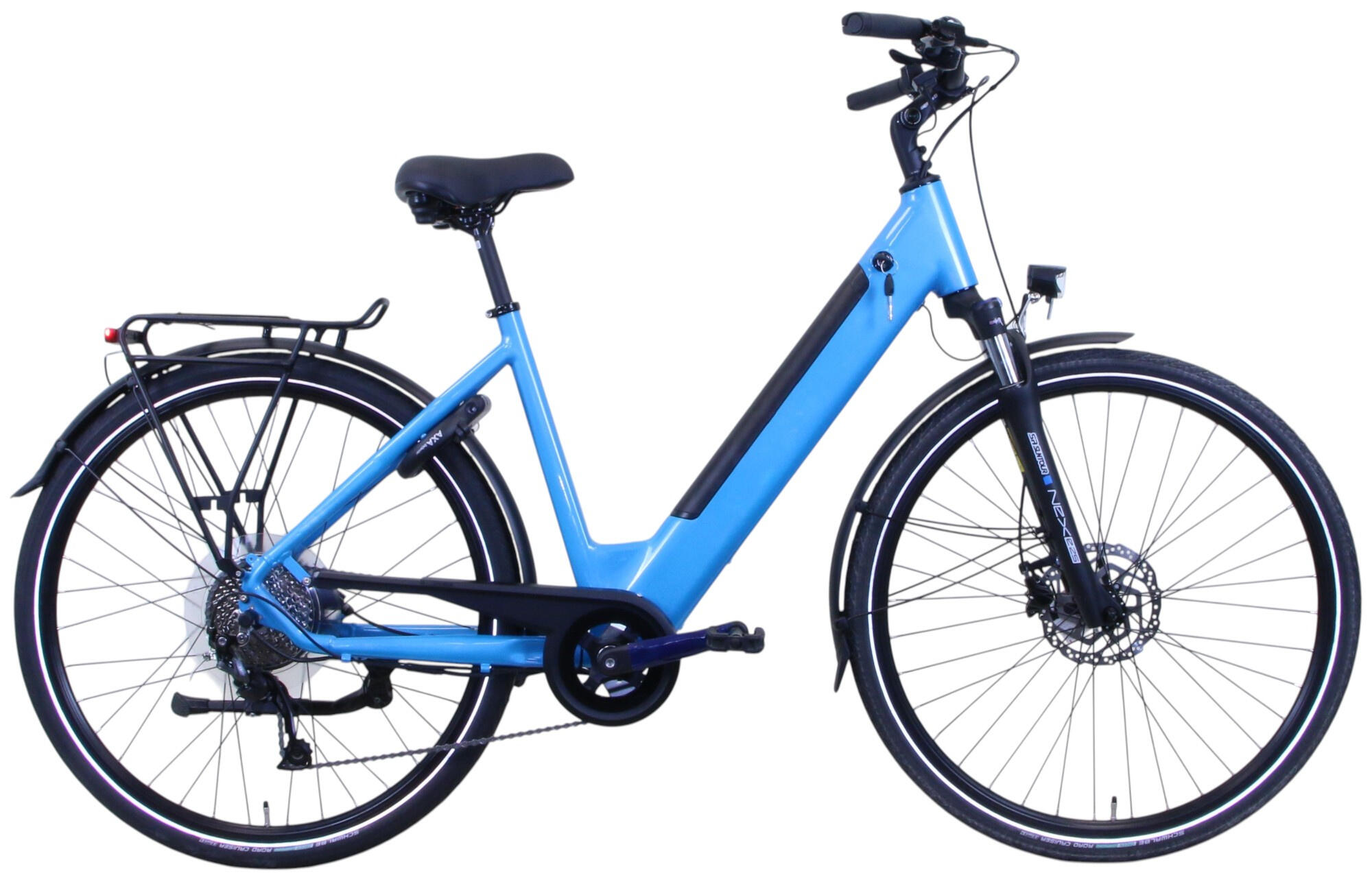 Rower Elektryczny 28 Fuzlu E-Trekking Integrated Bafang 50 cm Niebieski