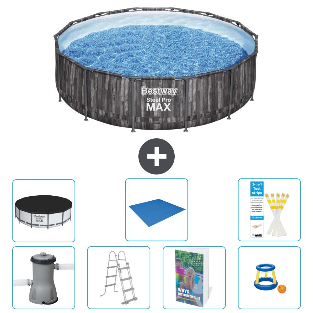 BESTWAY Basen Steel Pro MAX Okrągły - 427x107 cm - 8-częściowy S568