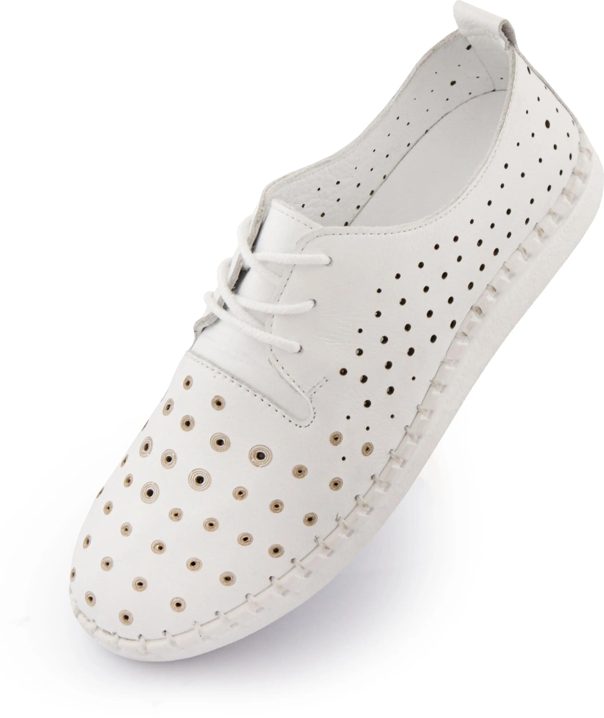Damskie Skórzane Buty Letnie Nell Białe