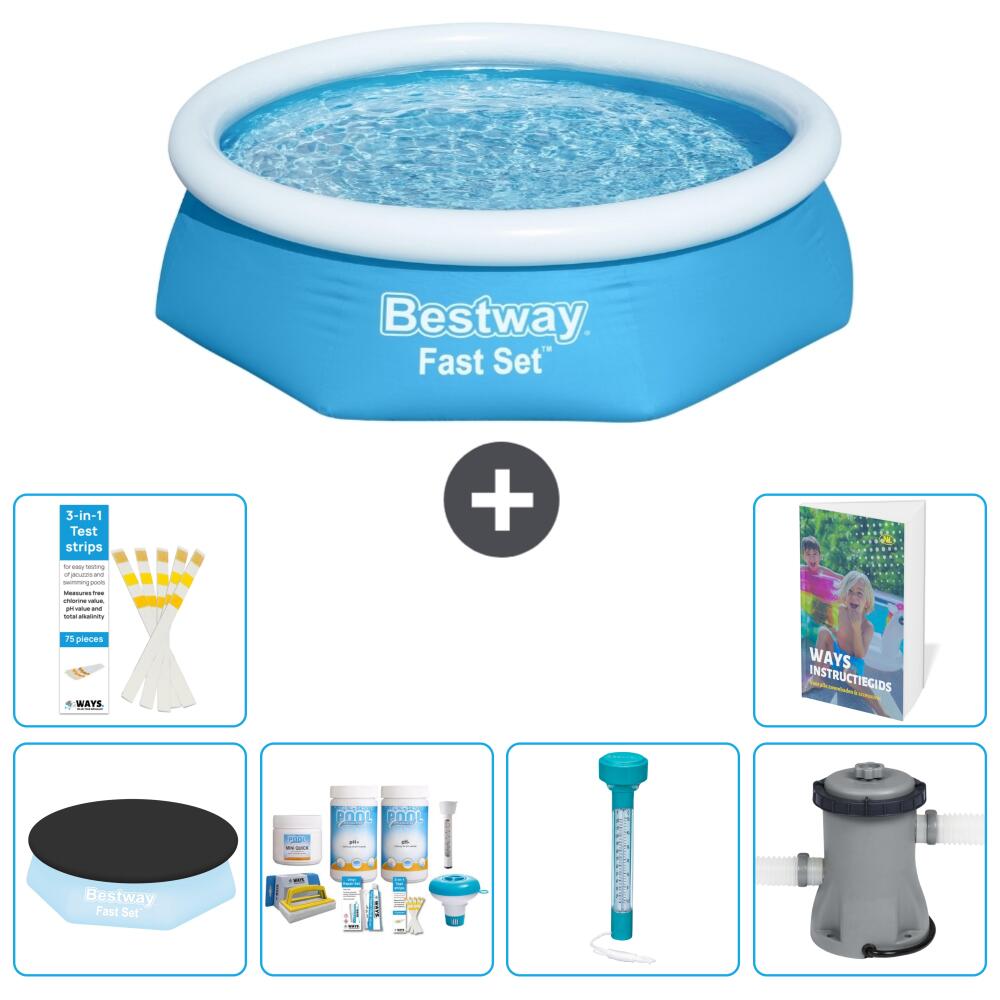 BESTWAY Basen Fast Set Okrągły - 244x61 cm - 7-częściowy S52