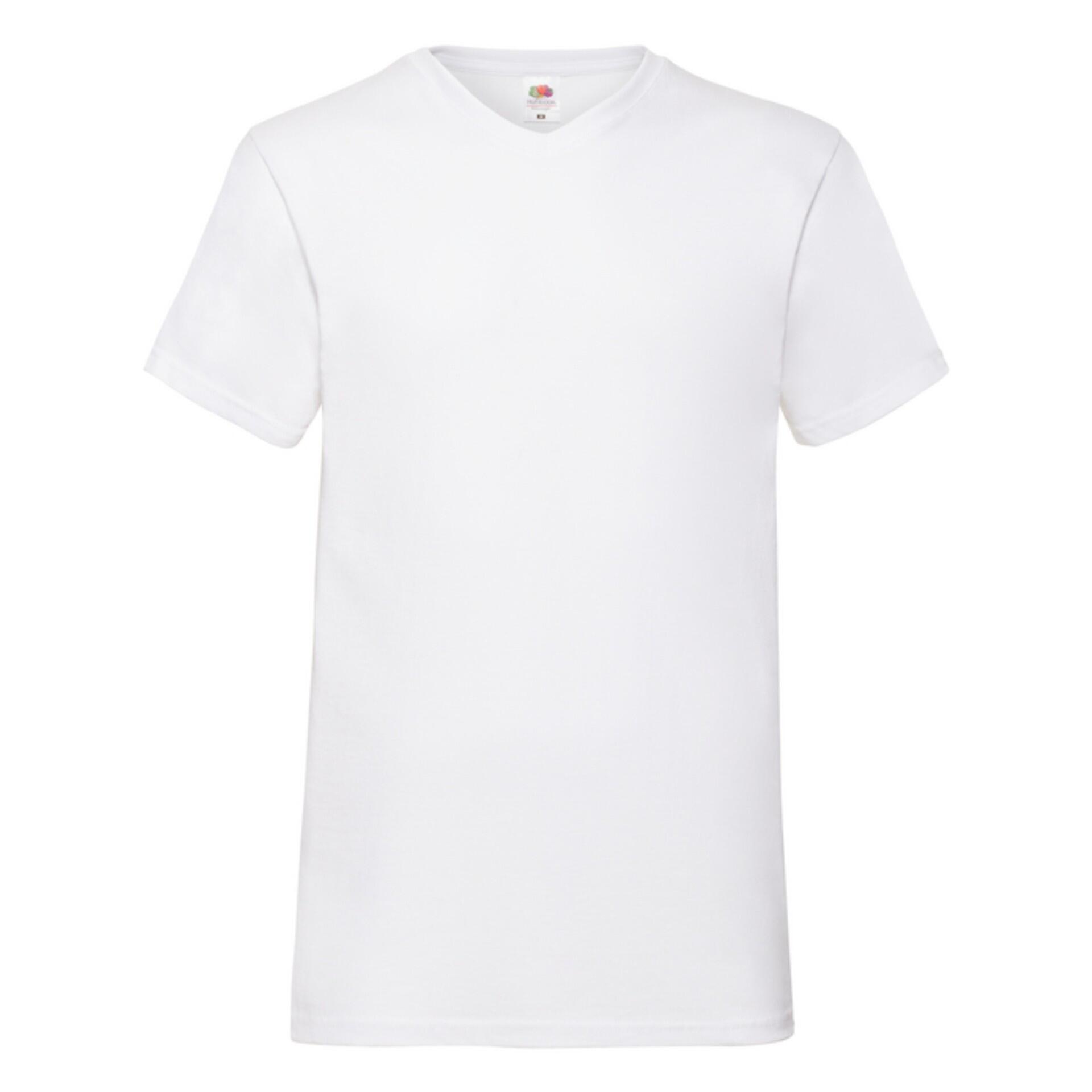Fruit Of The Loom Valueweight T-shirt z dekoltem w serek, S, biały