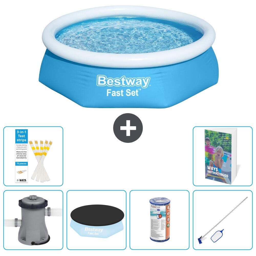 BESTWAY Basen Fast Set Okrągły - 244x61 cm - 7-częściowy S304