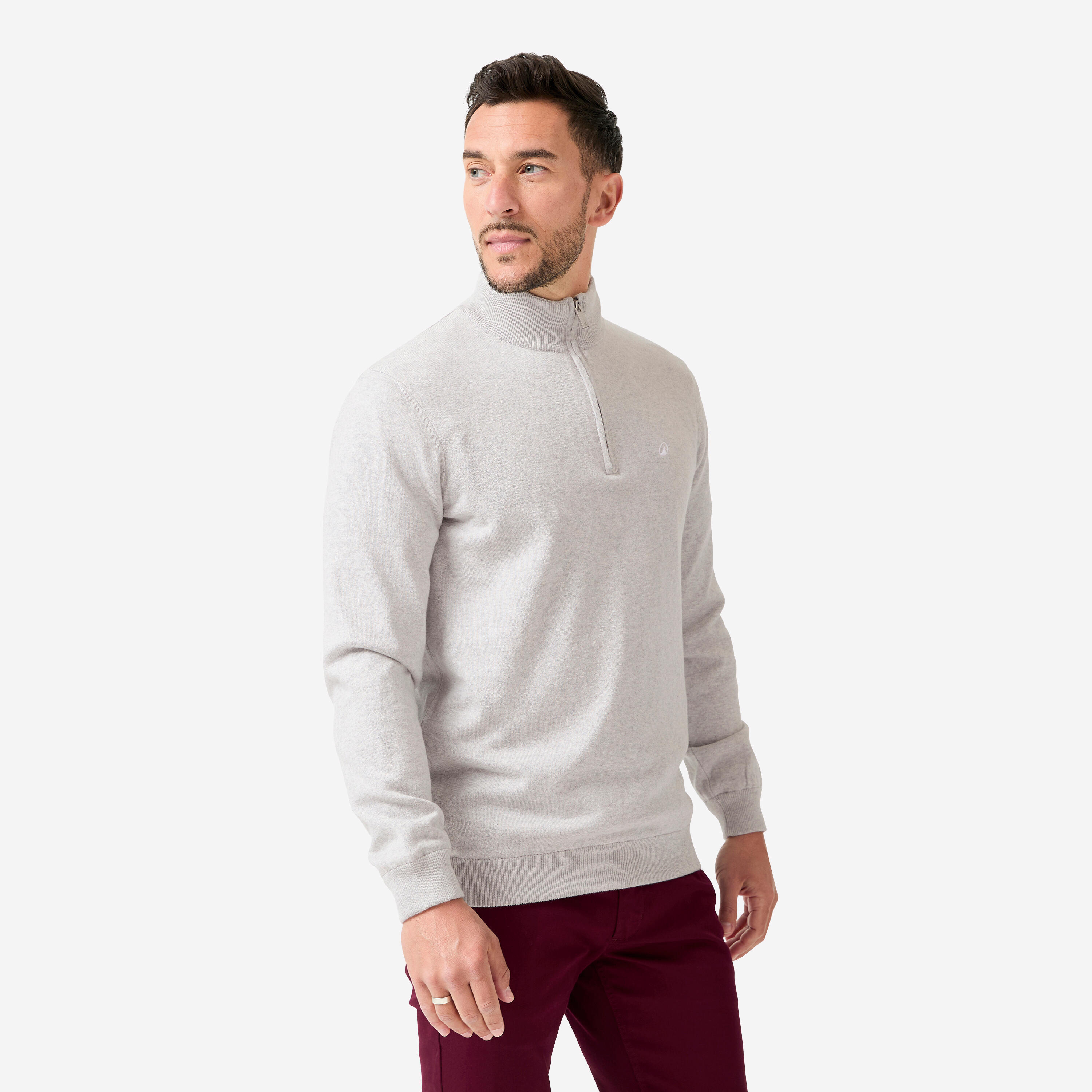 Sweter do golfa męski wiatroszczelny MW500 z wysokim kołnierzem