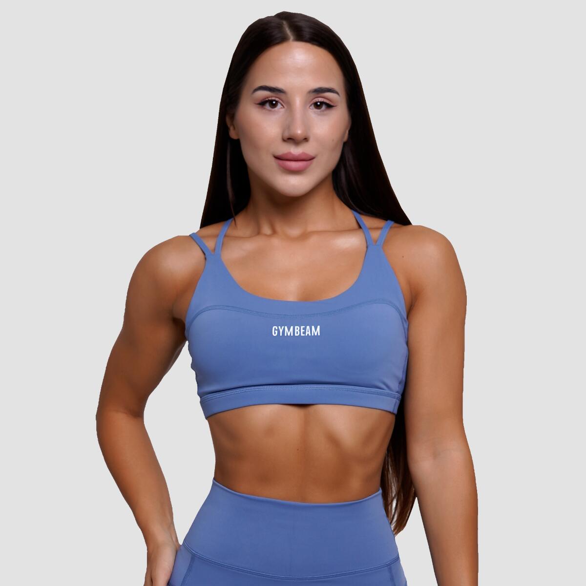 Biustonosz sportowy damski fitness bez zapięcia niebieski FIT