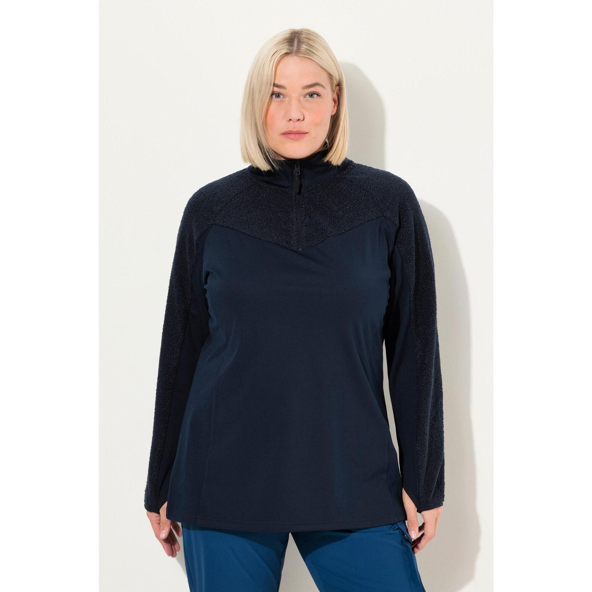 Damskie bluza strecz pluszowy polar kołnierz typu półgolf długi rękaw