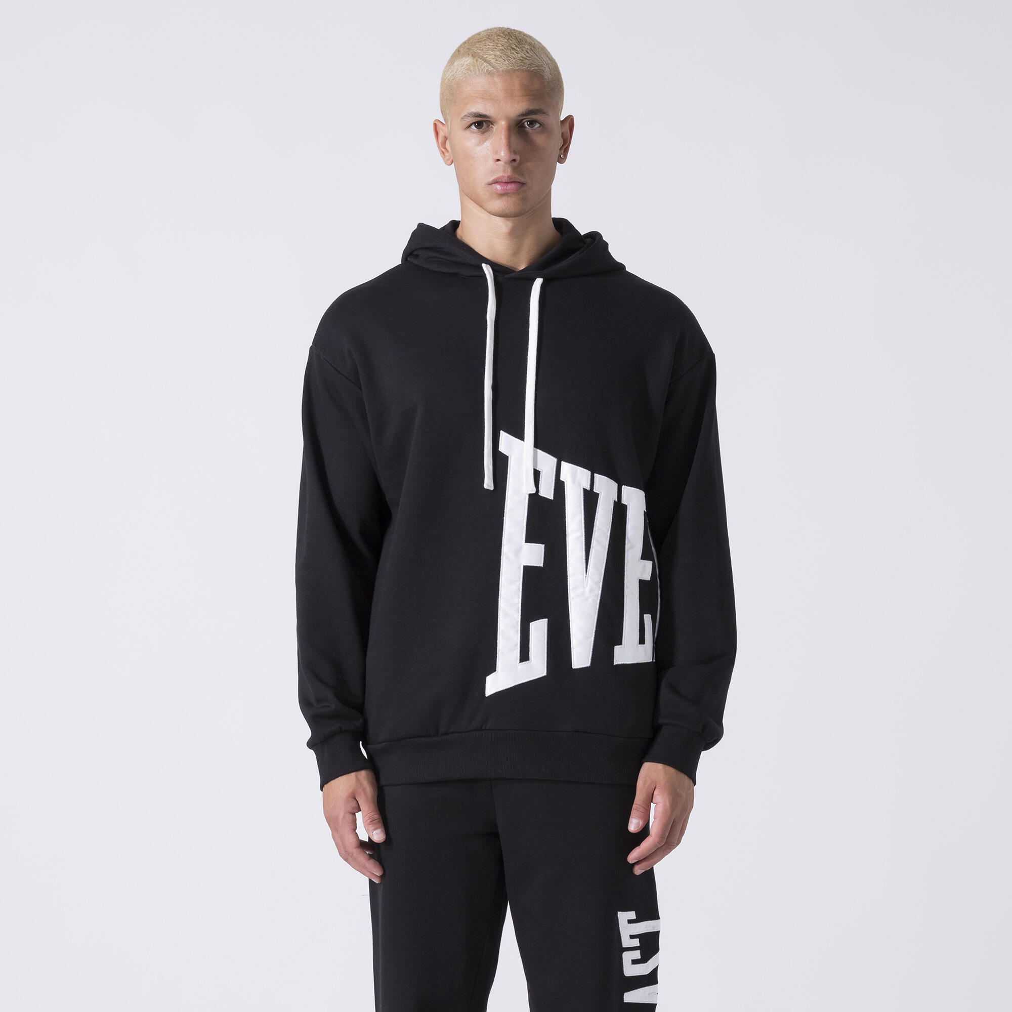 EXCLUSIVE BLUZA Z KAPTUREM Z LOGO CZARNY BAWELNA, POLIESTER