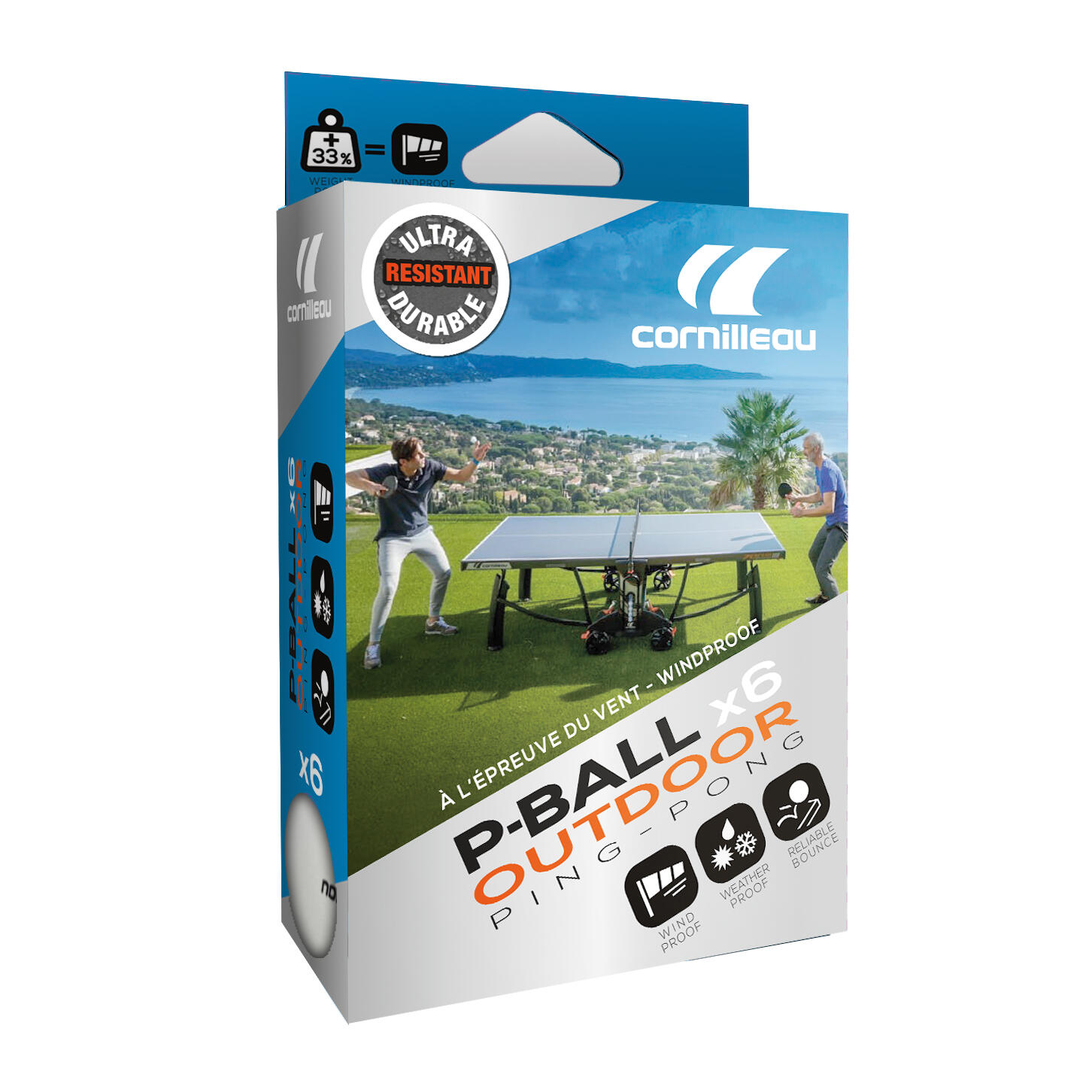 Balles de ping-pong P-BALL OUTDOOR Ultradurable X6