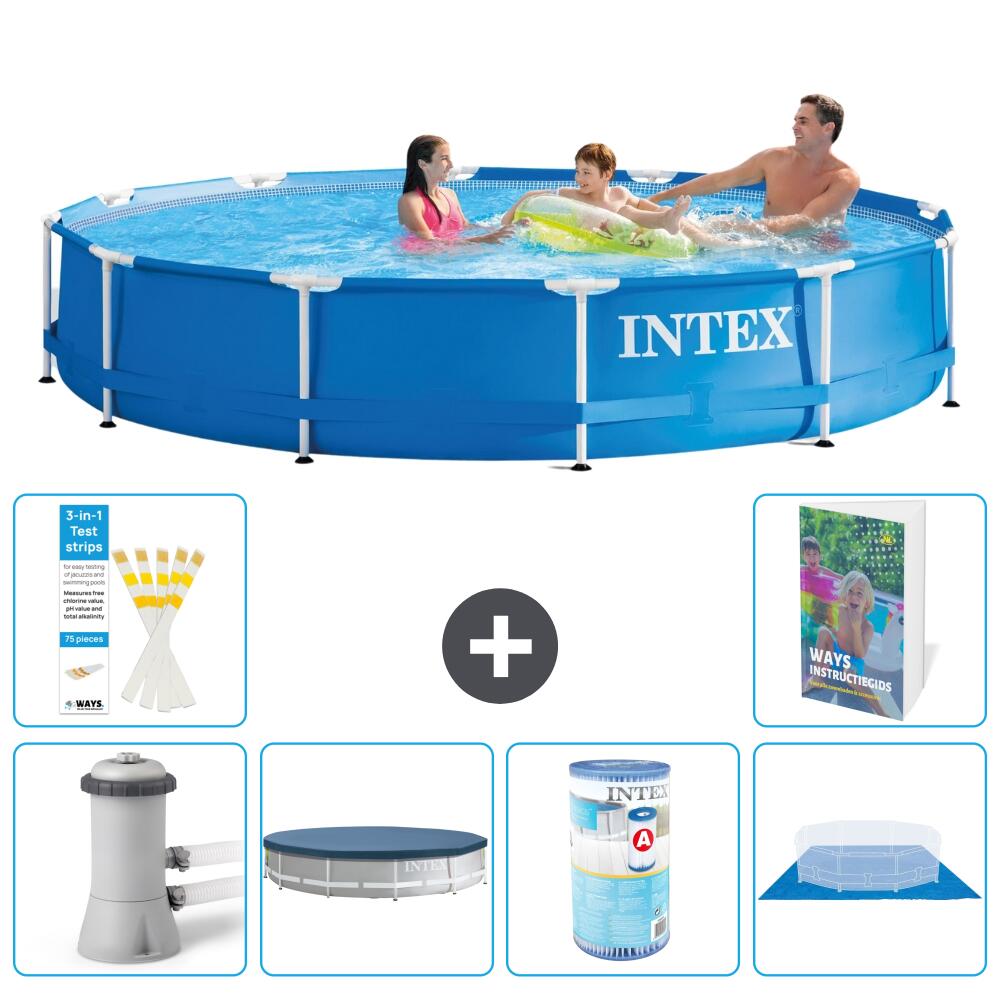 INTEX Basen ze stelażem Okrągły - 366x76 cm - 7-częściowy S341