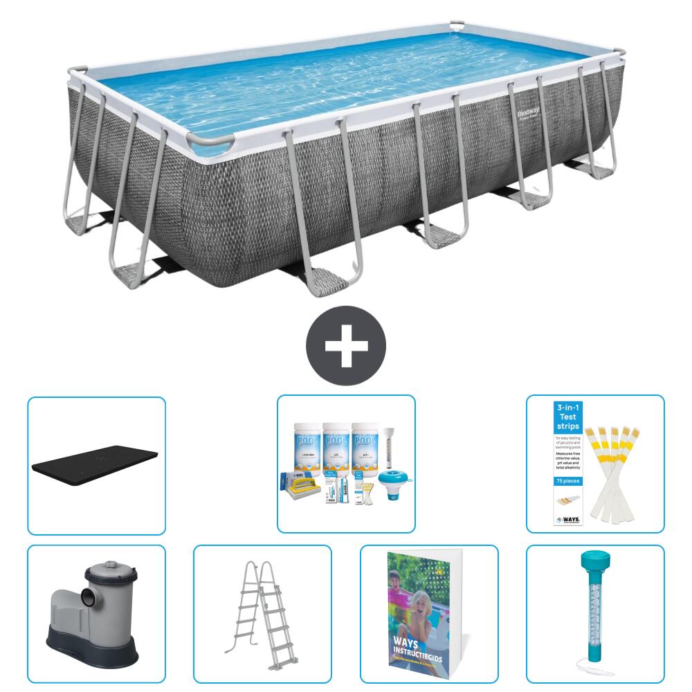 BESTWAY Basen Power Steel Prostokątny - 549x274x122 cm - 8-częściowy S574