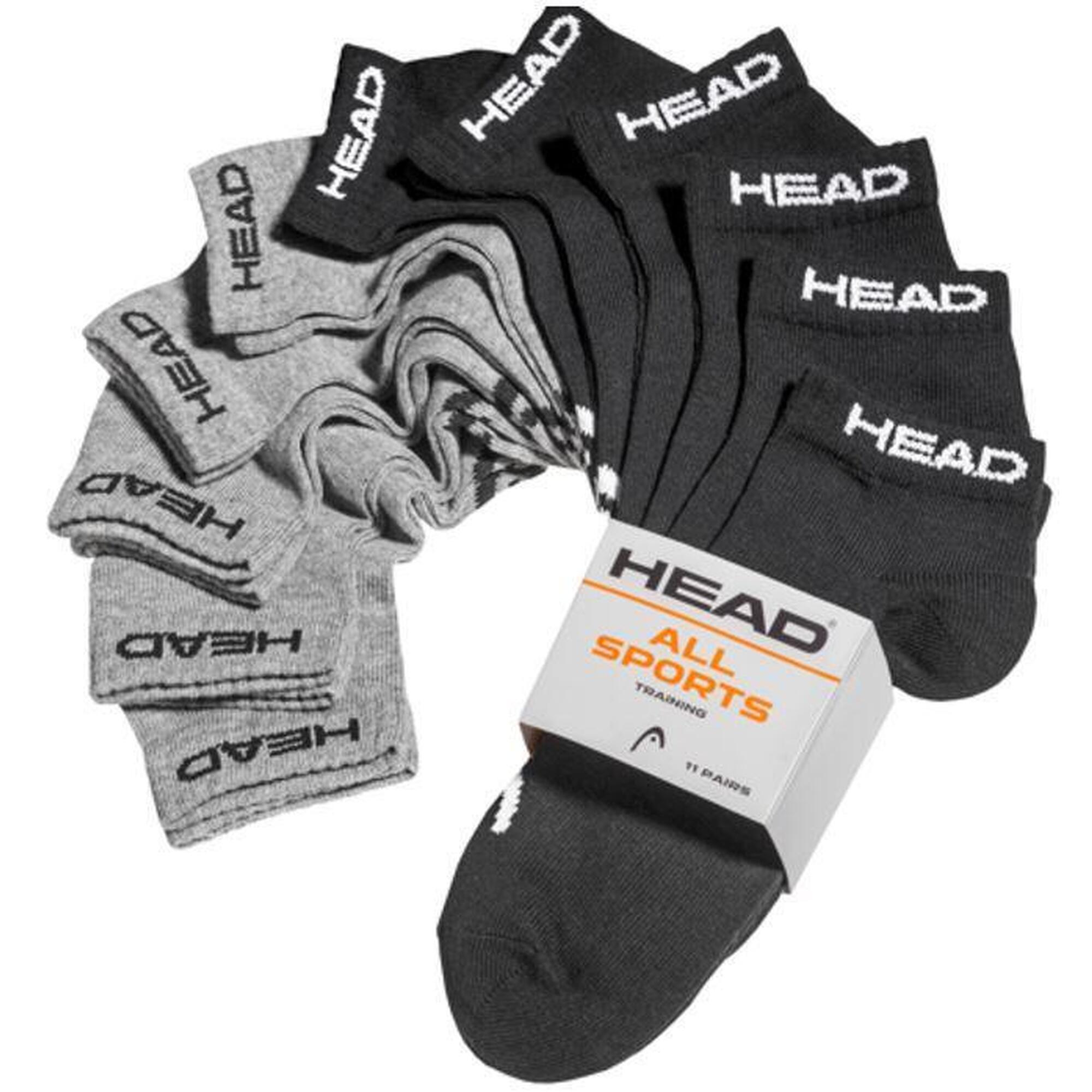 Head Elements Sneaker Skarpety 11 par Czarny/Szary Melanż 35-38