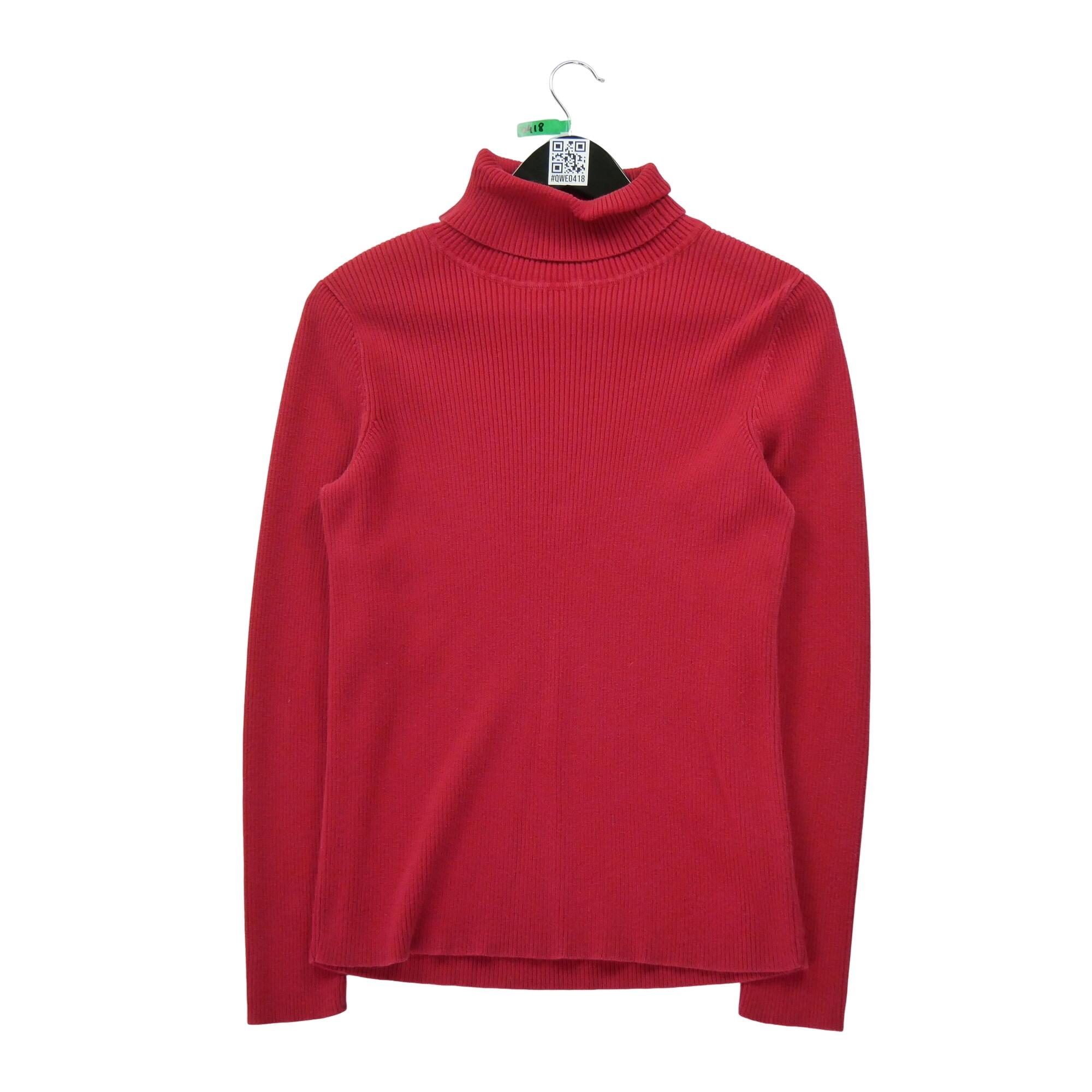 Damski sweter z golfem czerwony