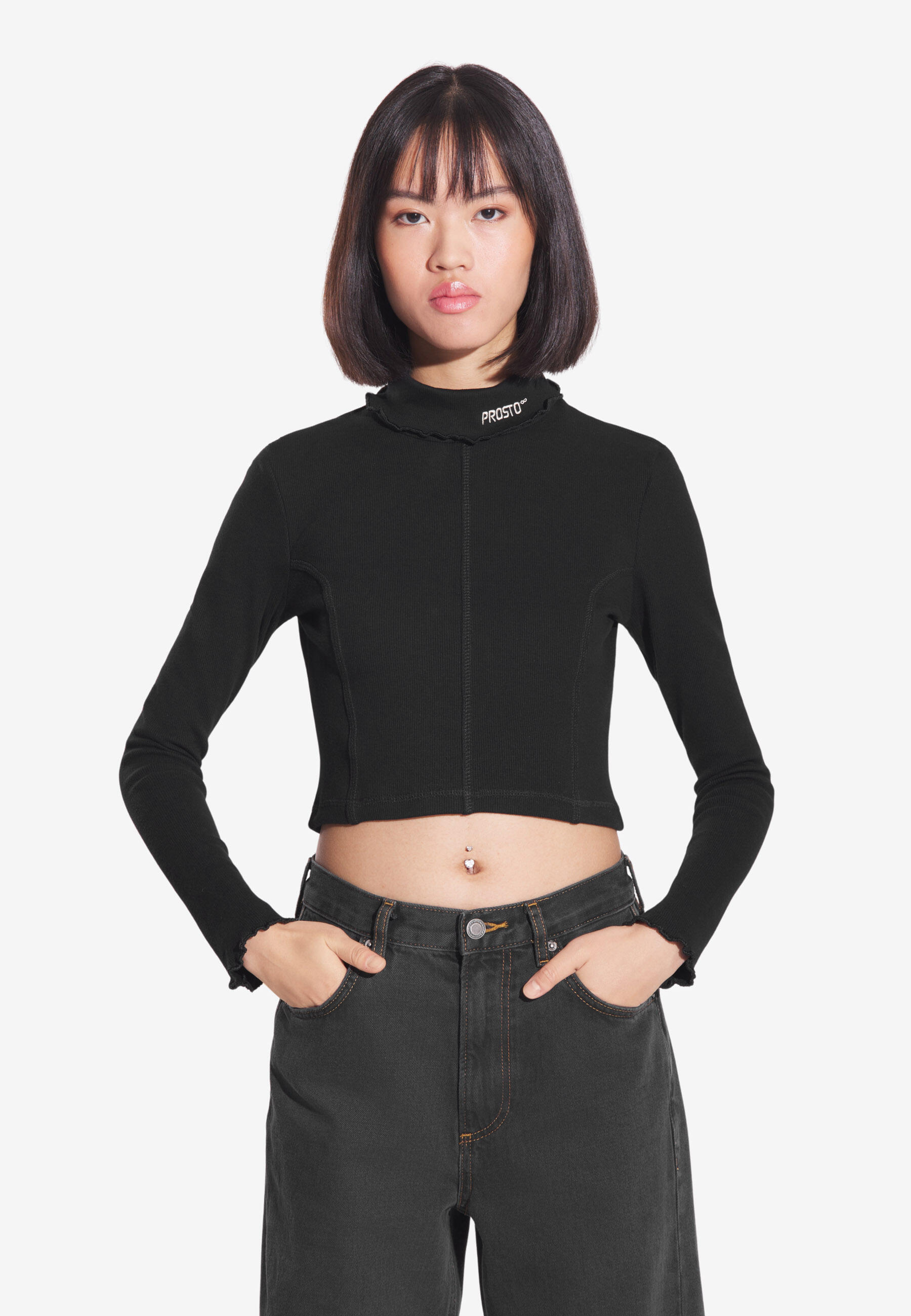 Koszulka sportowa damska Prosto Turtleneck Ribbed z długim rękawem