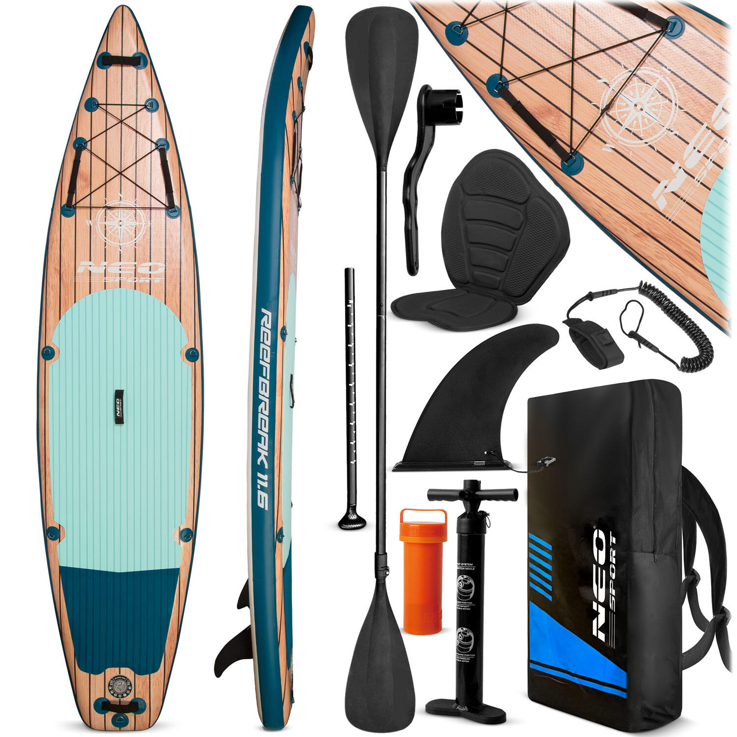 Deska SUP do pływania pompowana Paddle Reefbreak 350cm Neo-Sport