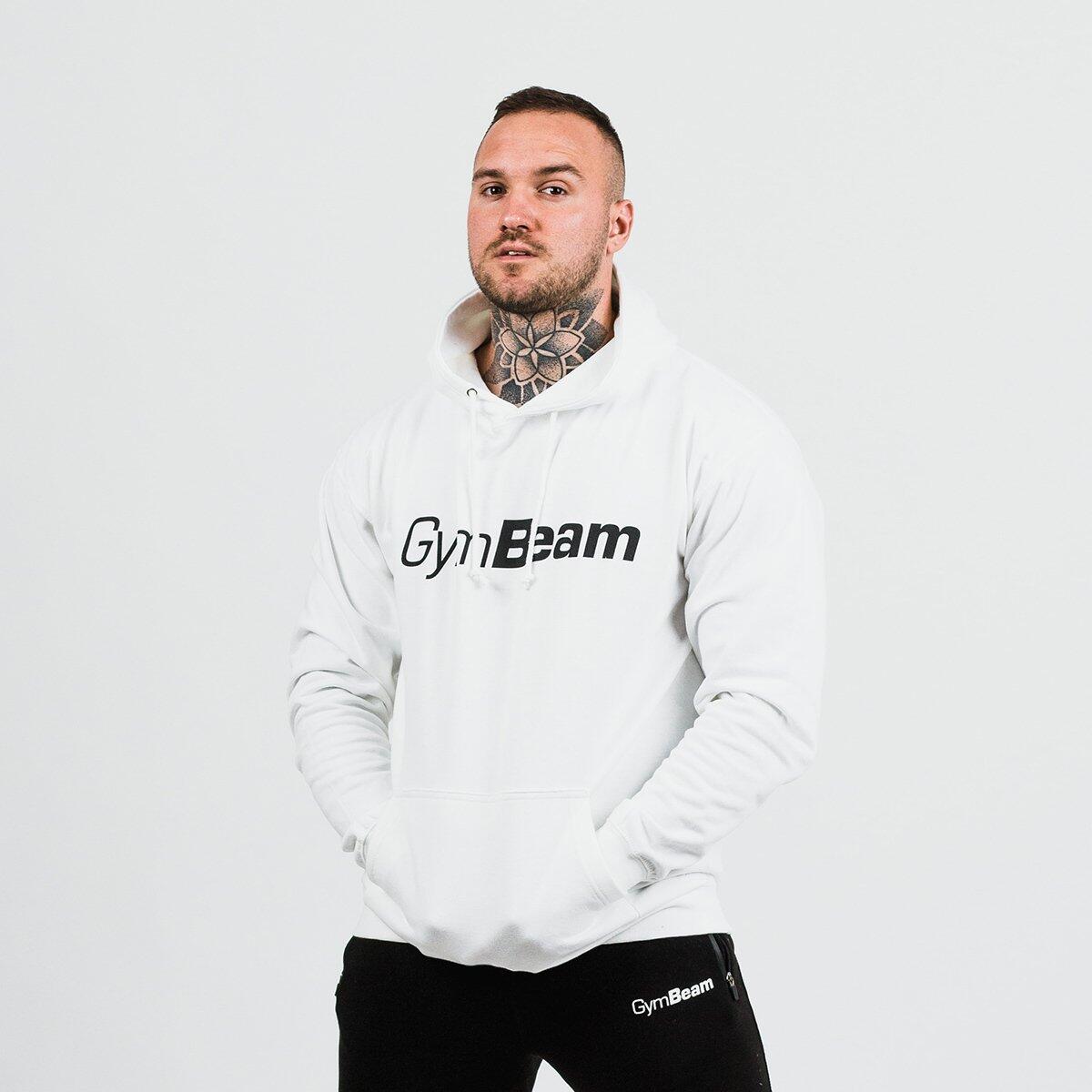 Bluza męska fitness z kapturem biała PRO Hoodie