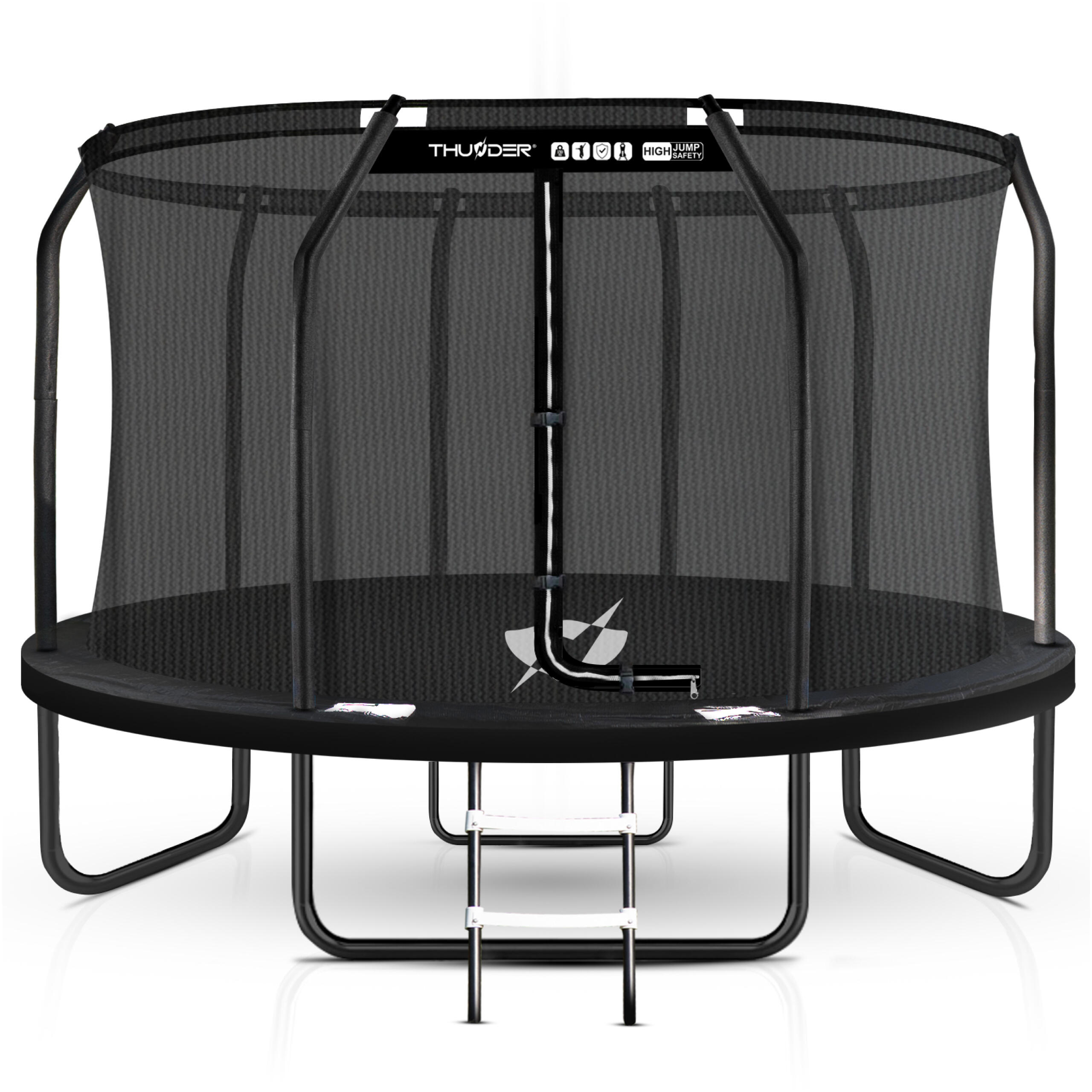 Trampolina ogrodowa dla dzieci z siatką THUNDER INSIDE-ELITE 14FT 427CM BLACK