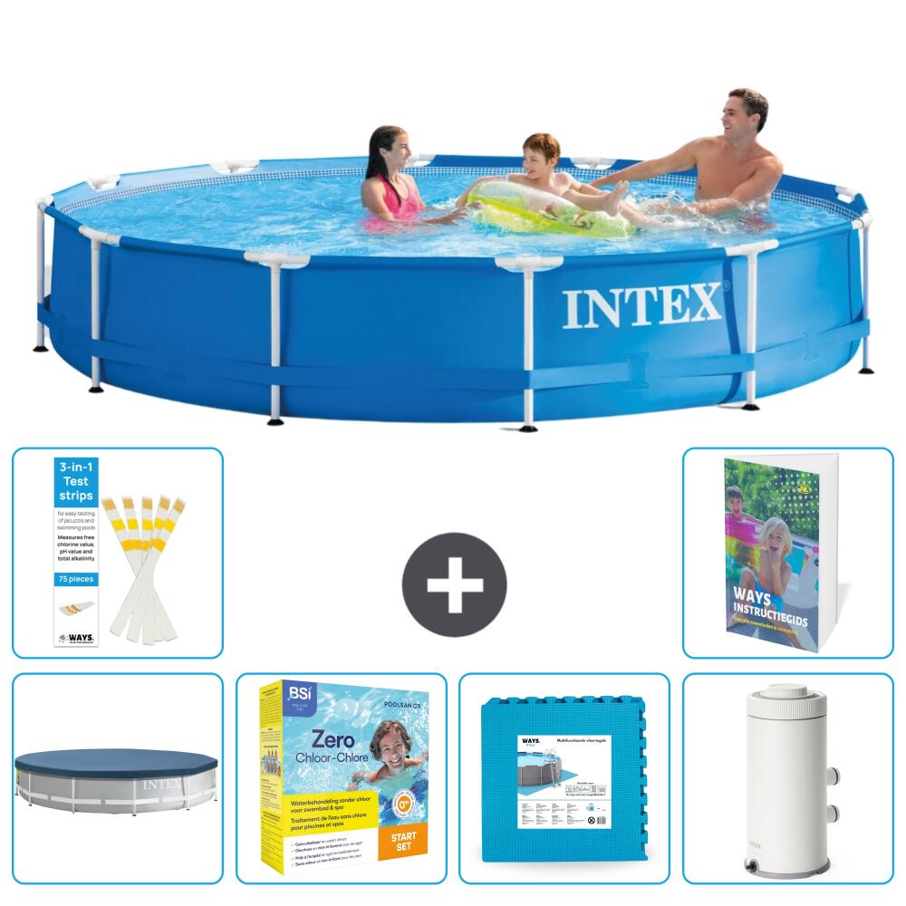 INTEX Basen ze stelażem Okrągły - 366x76 cm - 7-częściowy S102
