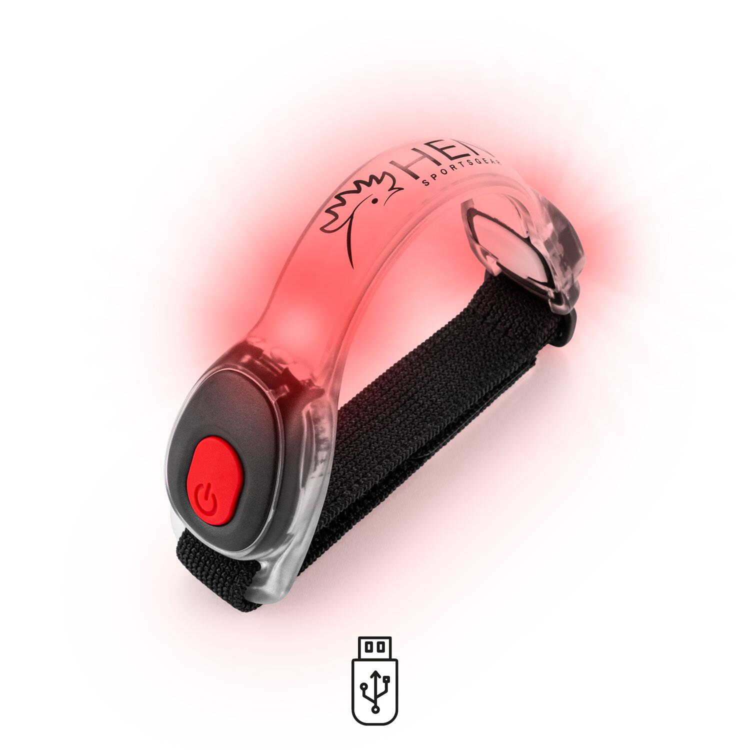 LED - Opaska na ramię - Światło do biegania - Czerwona, Ładowalna przez USB