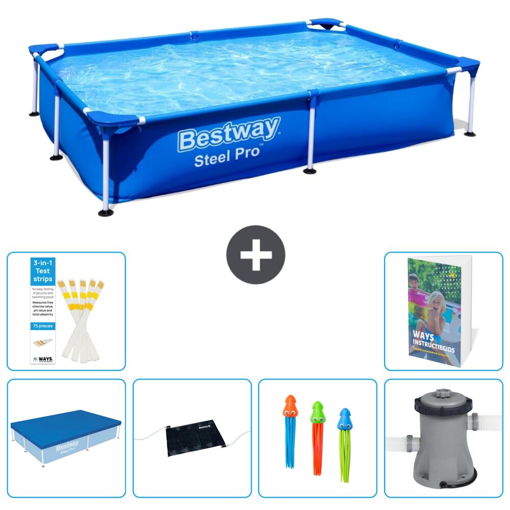 BESTWAY Basen Steel Pro Prostokątny - 221x150x43 cm - 7-częściowy S37