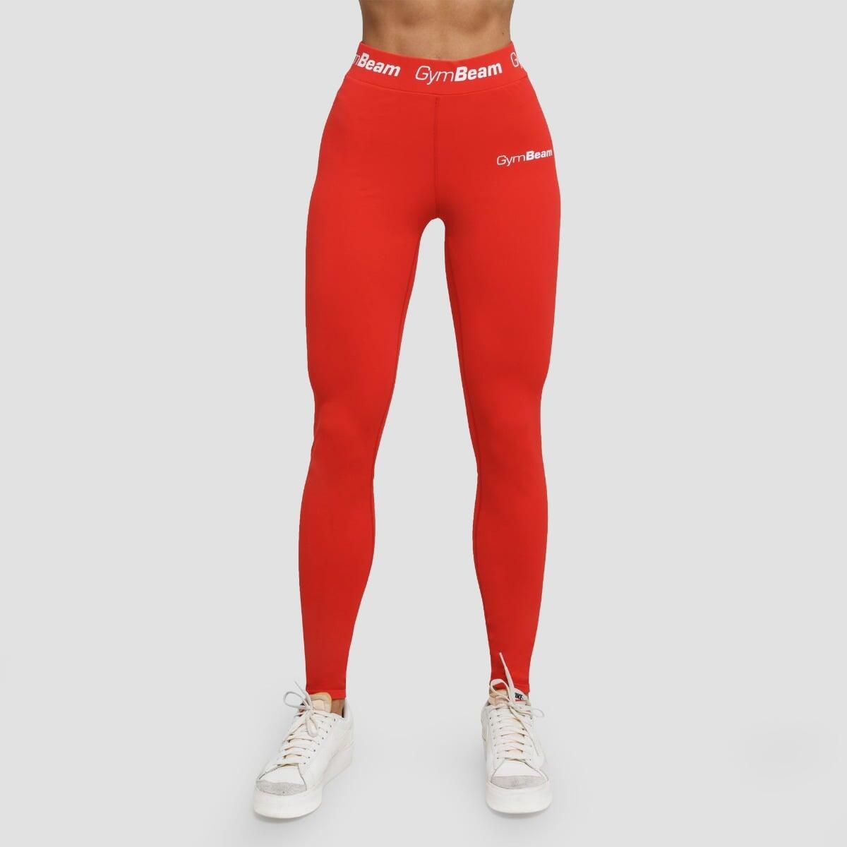 Legginsy damskie fitness z wysoką talią czerwone Simple