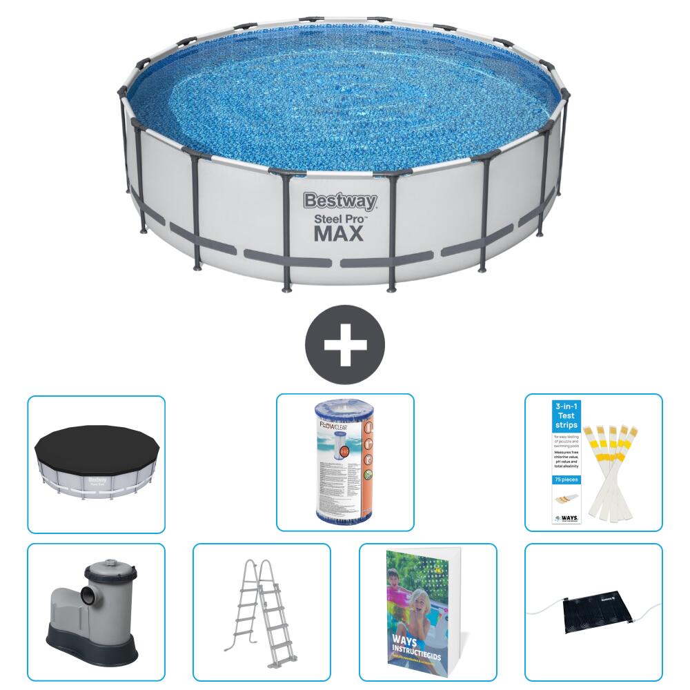 BESTWAY Basen Steel Pro MAX Okrągły - 488x122 cm - 8-częściowy S619