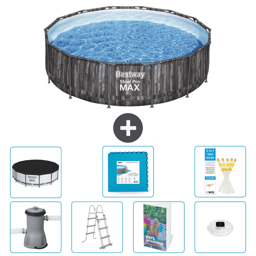 BESTWAY Basen Steel Pro MAX Okrągły - 427x107 cm - 8-częściowy S674