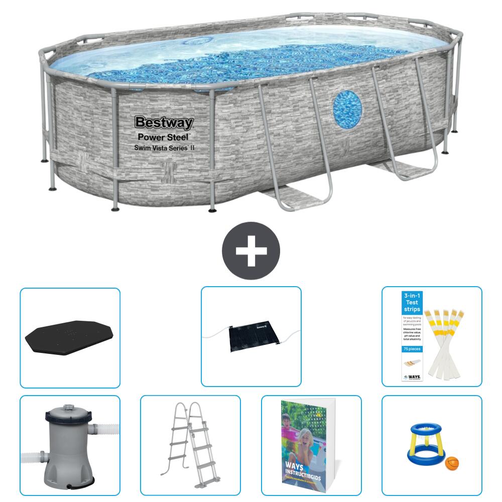 BESTWAY Basen Power Steel Owalny - 427x250x100 cm - 8-częściowy S559