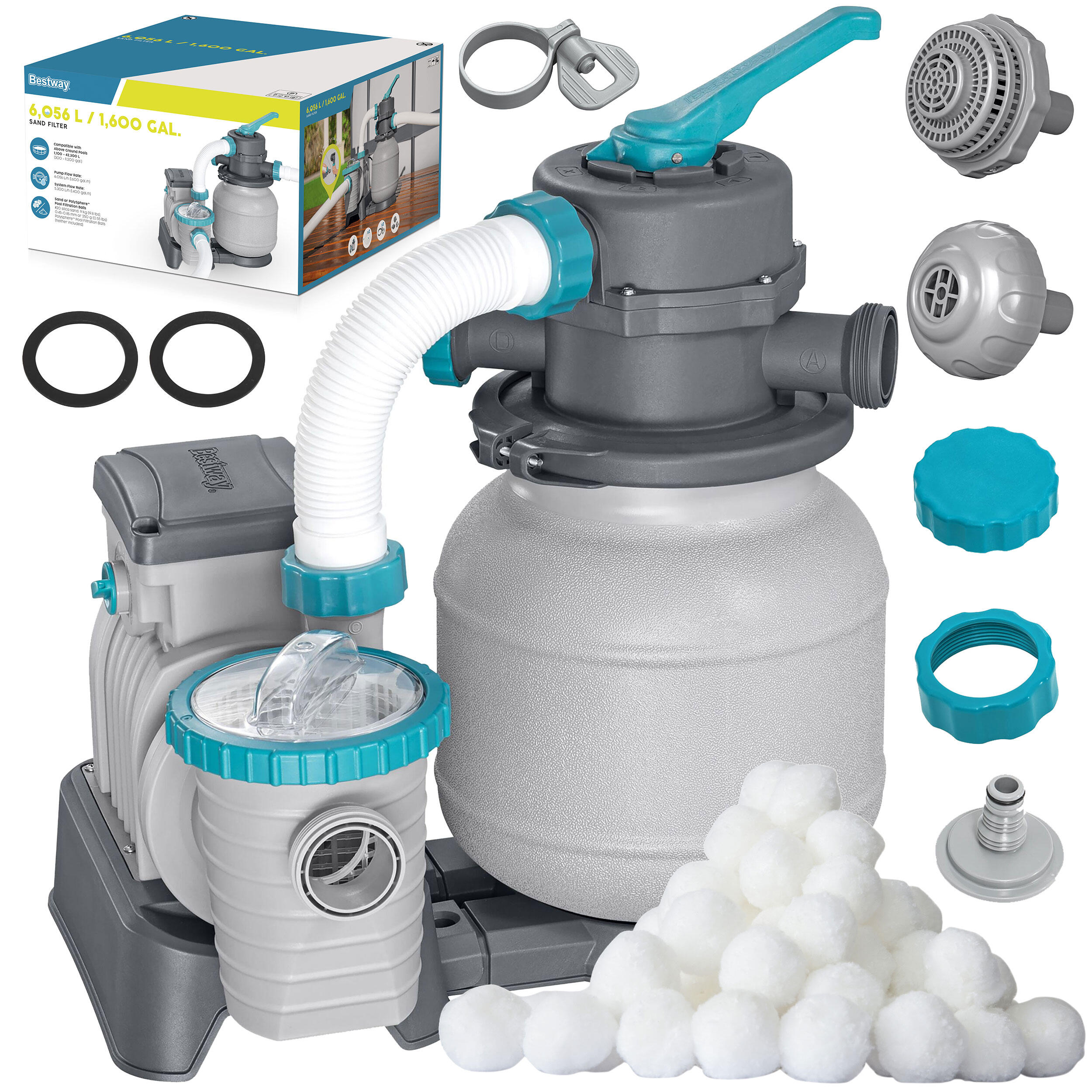 Pompa piaskowa do basenu 6056 l/h Bestway 58486 + kulki filtracyjne