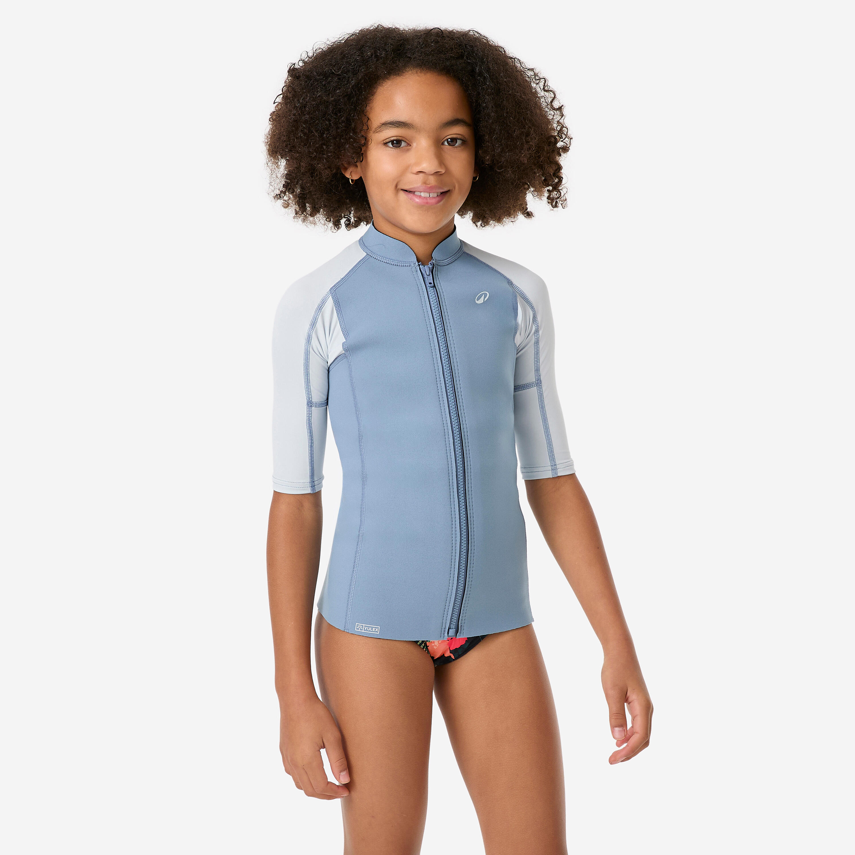 Top UV do snorkelingu dla dzieci Decathlon z kauczuku Yulex 1,5 mm krótki rękaw