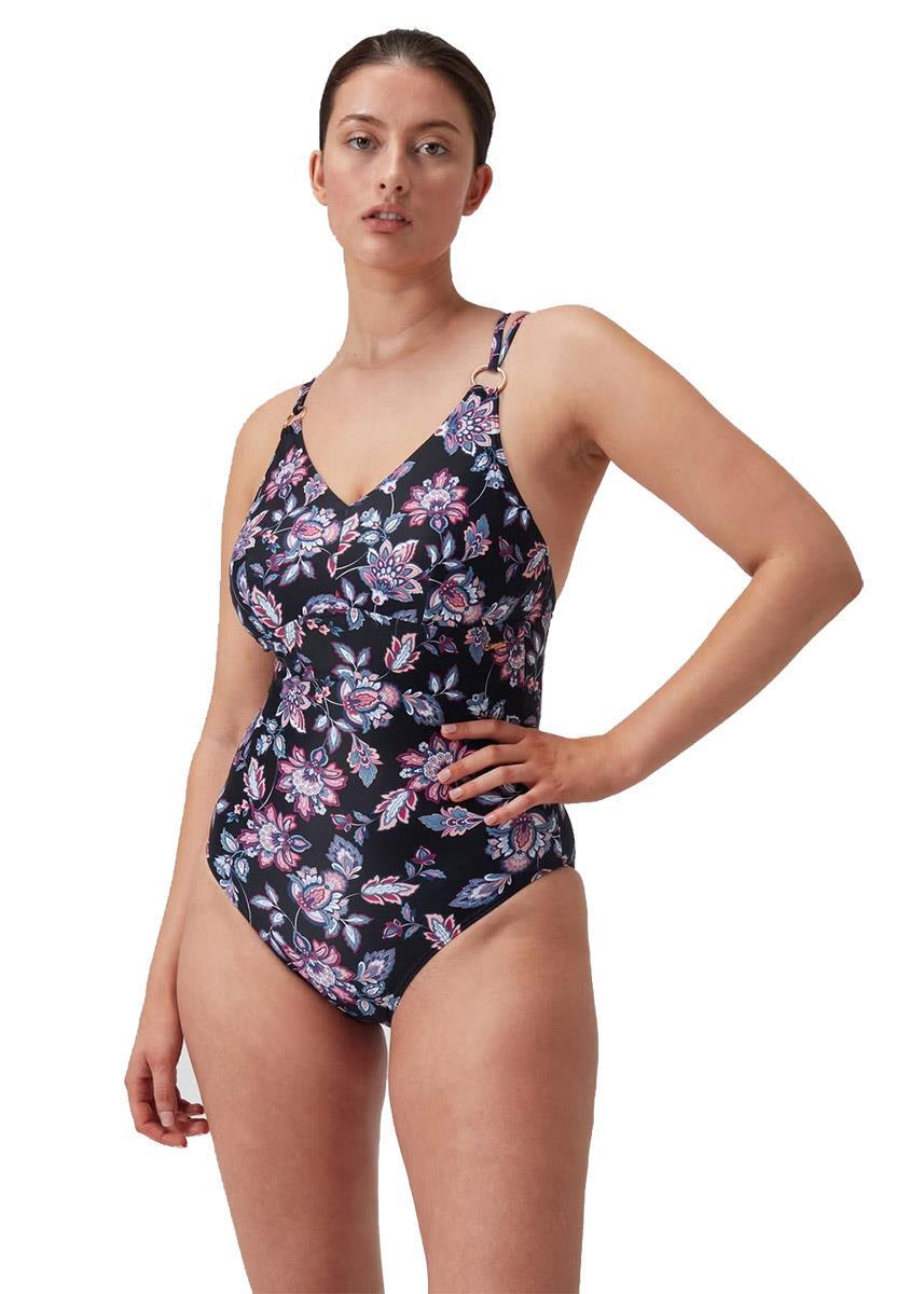 Strój Kąpielowy Speedo Shaping Strappy W Kolorze Czarno/Fioletowym - Rozmiar 34